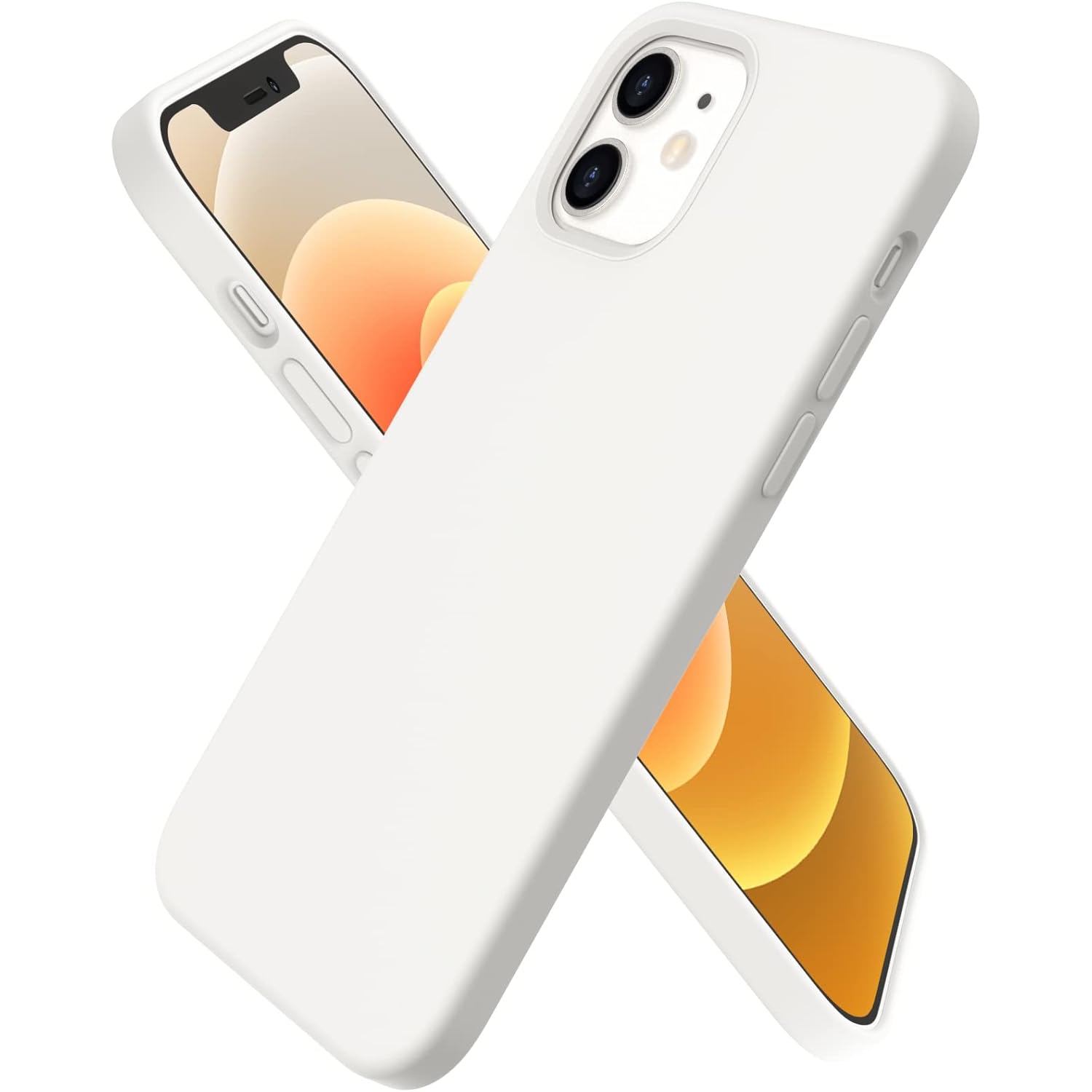 ORNARTO compatible avec l’étui iPhone 12 6,1 et l’étui iPhone 12 Pro, étui mince en silicone liquide à 3 couches de caoutchouc souple entièrement