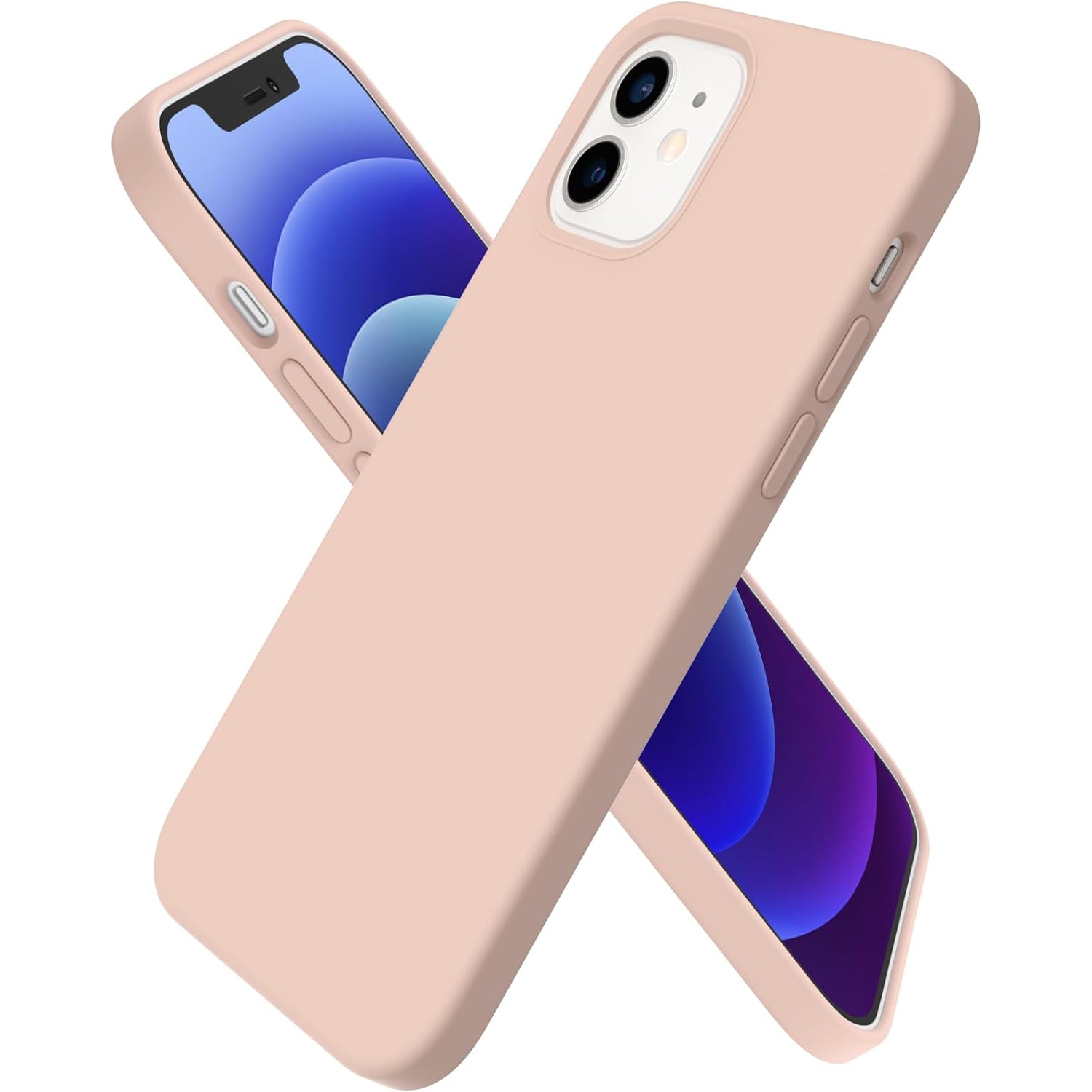 ORNARTO – compatible avec l’étui iPhone 12 6,1 et l’étui iPhone 12 Pro, étui mince en silicone liquide à 3 couches de caoutchouc souple entièrement