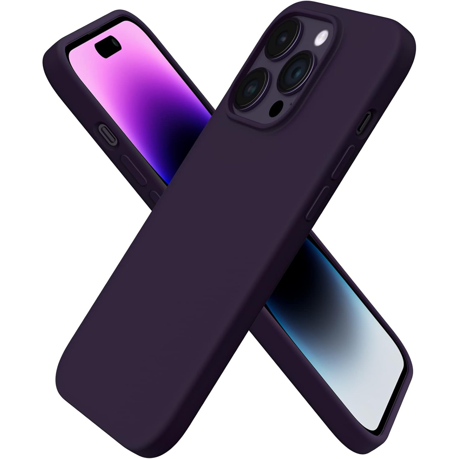 ORNARTO compatible avec l'étui iPhone 14 Pro 6,1, étui protecteur mince 3 couches, caoutchouc gel souple, étui protecteur 6,1&nbsp;po-Baie de sureau