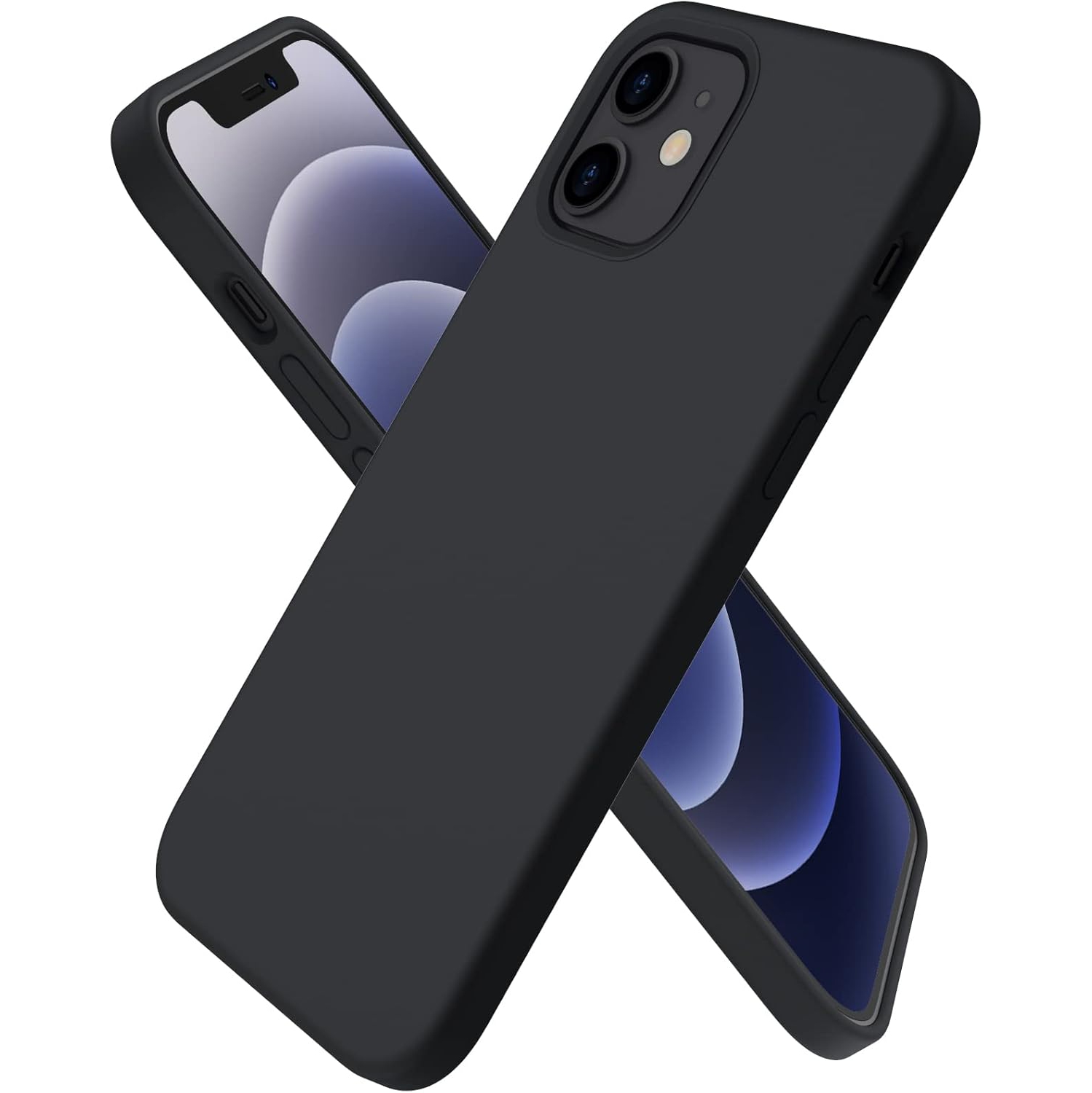 ORNARTO compatible avec iPhone 12 Mini, Slim Liquid silicone 3 couches, caoutchouc souple entièrement recouvert de gel et étui en microfibre