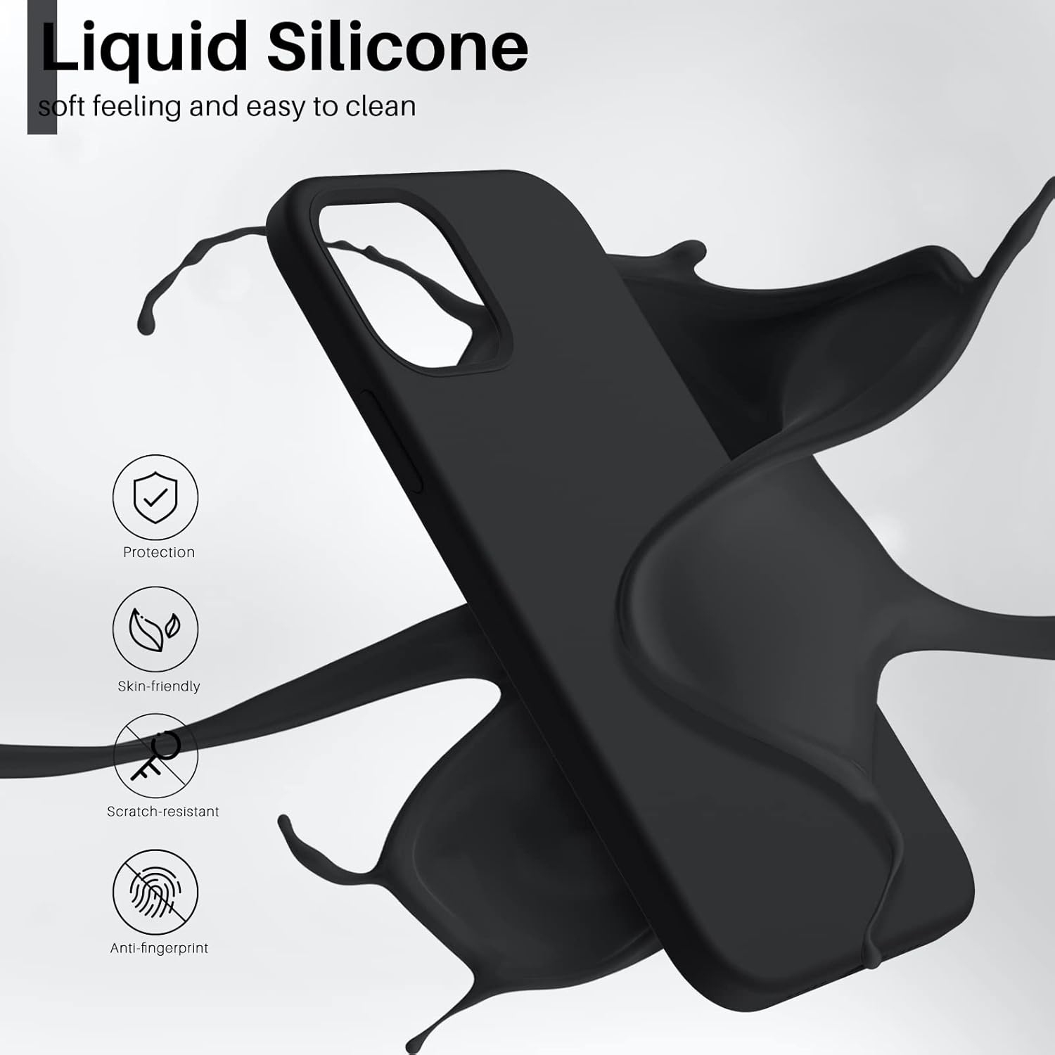 ORNARTO compatible avec iPhone 12 Mini, Slim Liquid silicone 3 couches, caoutchouc souple entièrement recouvert de gel et étui en microfibre