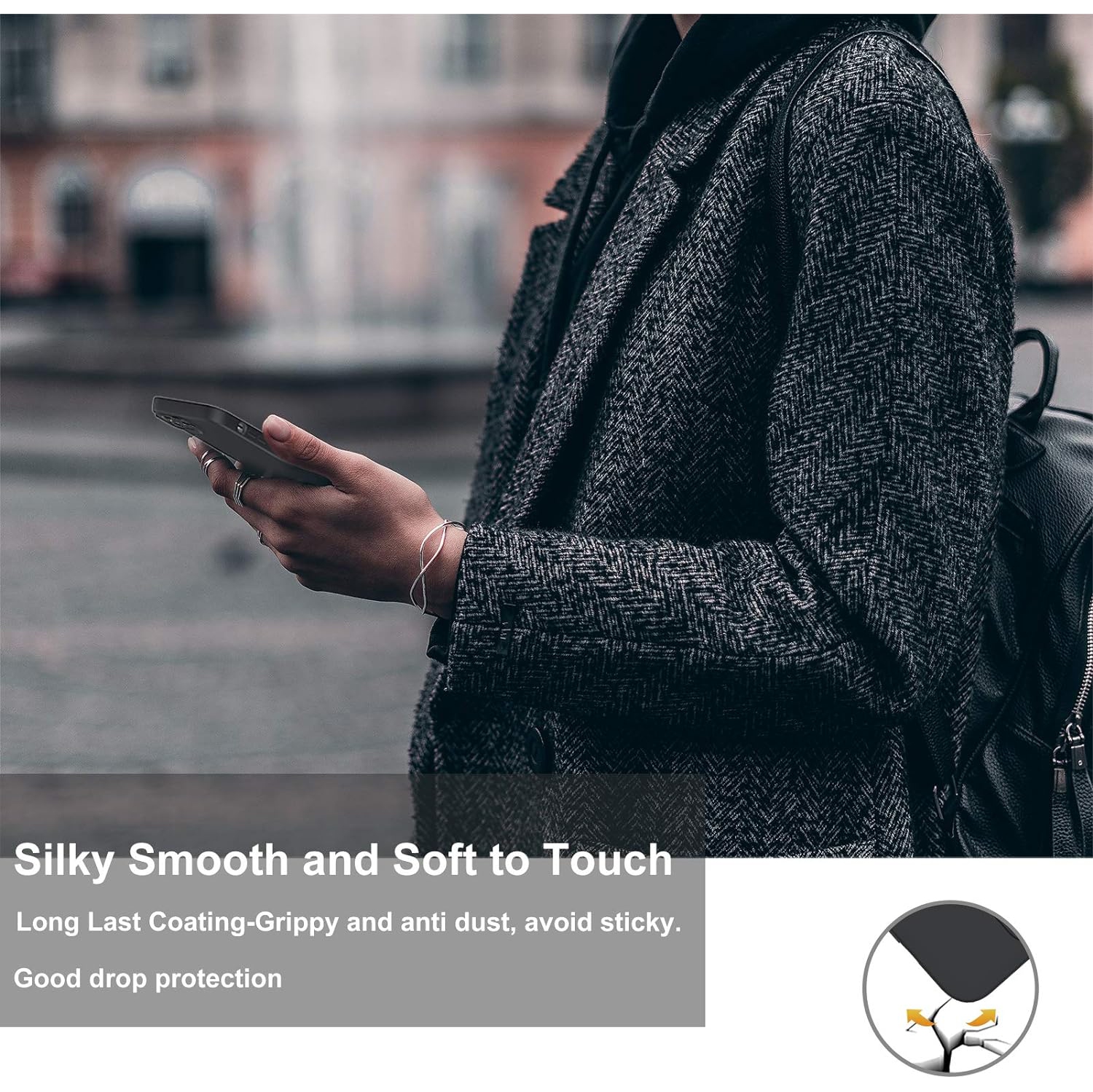 ORNARTO compatible avec iPhone 12 Mini, Slim Liquid silicone 3 couches, caoutchouc souple entièrement recouvert de gel et étui en microfibre