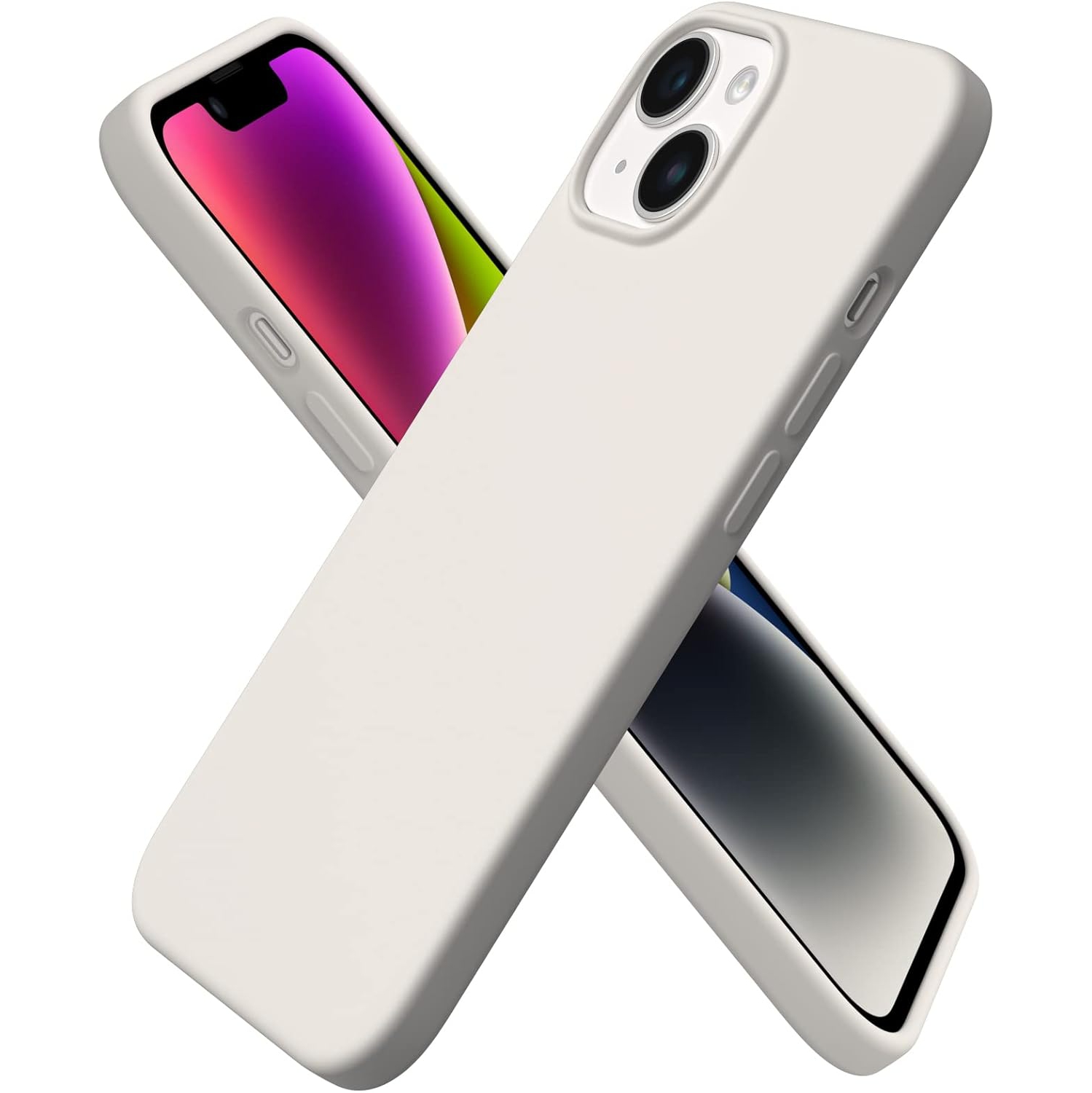 ORNARTO compatible avec l’étui iPhone 14 6,1, étui protecteur mince 3 couches silicone liquide, étui souple en caoutchouc, étui protecteur,