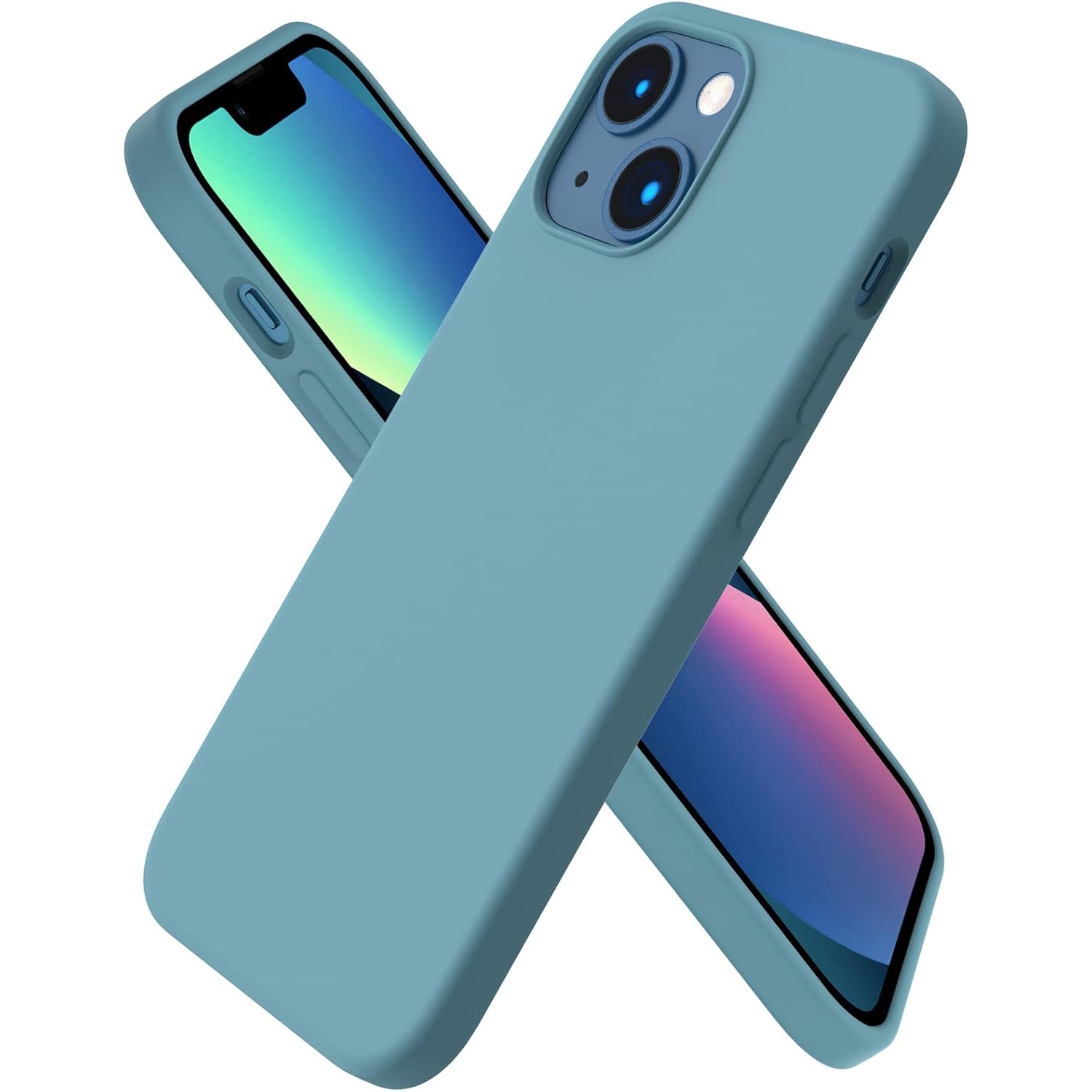 ORNARTO compatible avec étui iPhone 13 Mini, Slim Liquid silicone 3 couches, caoutchouc souple entièrement recouvert, étui en microfibre