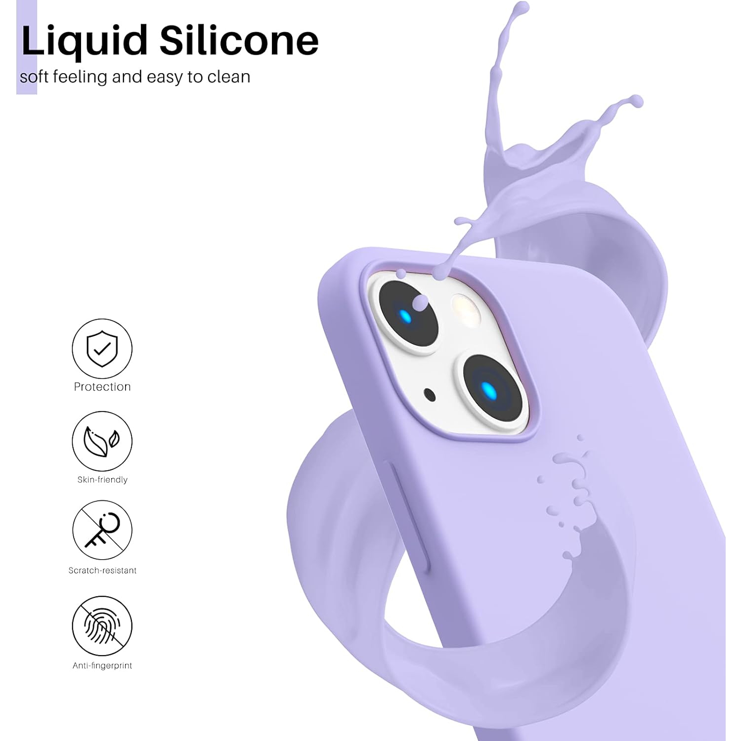 ORNARTO compatible avec iPhone 13 Mini, Slim Liquid silicone 3 couches, caoutchouc souple entièrement recouvert de gel et étui en microfibre