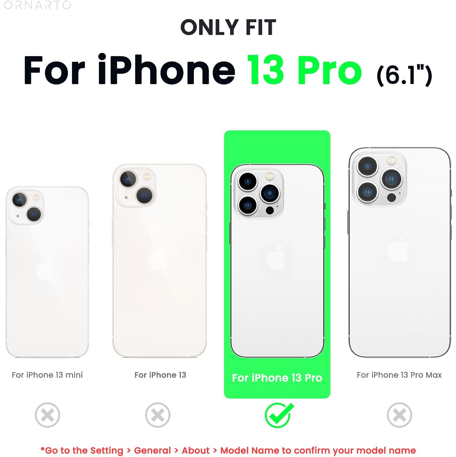 ORNARTO compatible avec l'étui iPhone 13 Pro 6,1, étui mince en silicone liquide 3 couches, étui souple en caoutchouc, entièrement recouvert, gel,