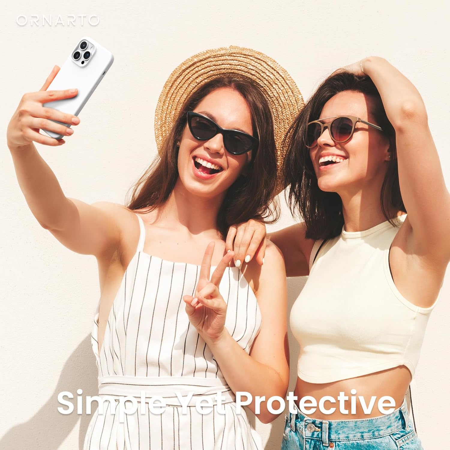 ORNARTO Compatible with iPhone 14 Pro Max Case 6.7, Slim Liquid Silicone 3 Layers Full Covered Soft Gel Rubber Case Protective Cover 6.7 inch-White