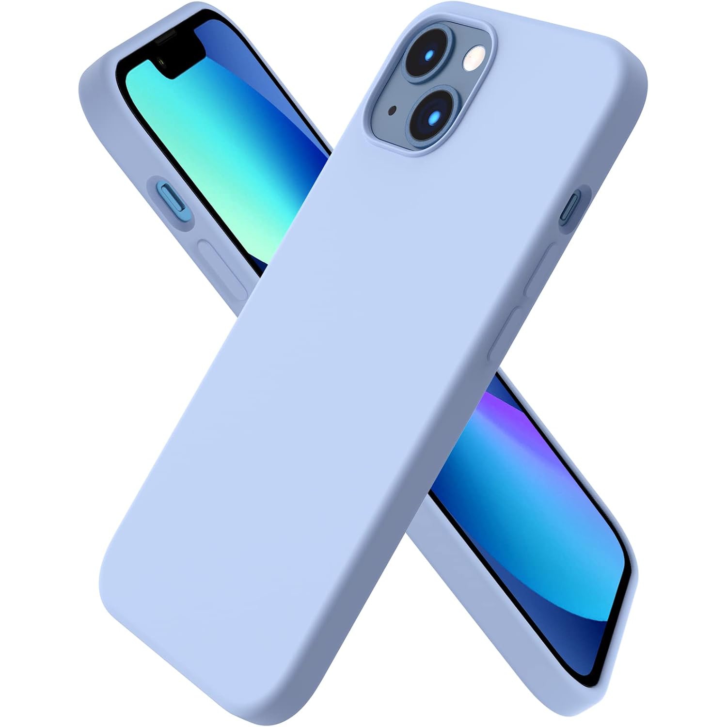 ORNARTO compatible avec l’étui iPhone 13 6,1, Slim Liquid silicone 3 couches, couverture souple en caoutchouc de gel, couverture 6,1&nbsp;po-Bleu