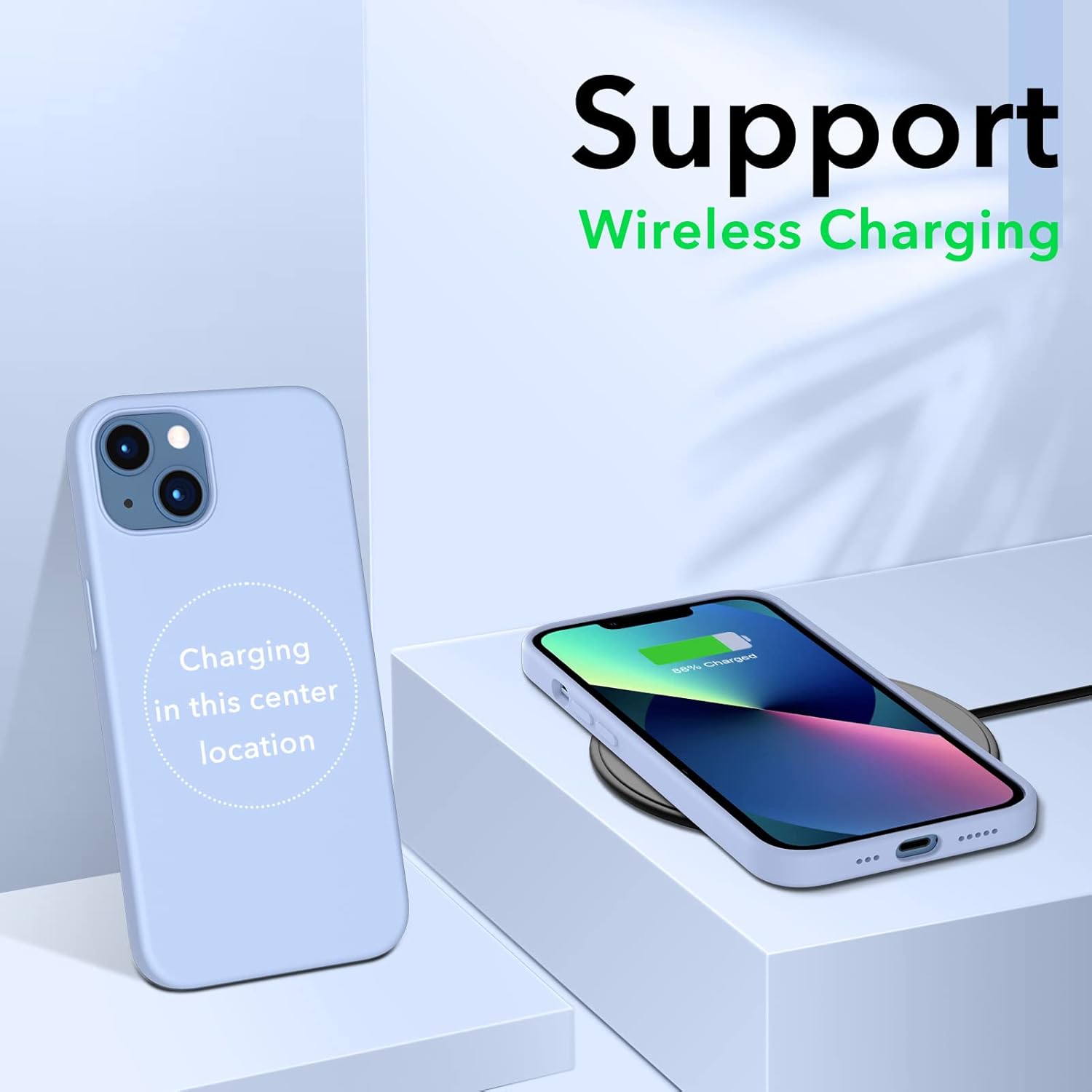 ORNARTO compatible avec l’étui iPhone 13 6,1, Slim Liquid silicone 3 couches, couverture souple en caoutchouc de gel, couverture 6,1&nbsp;po-Bleu