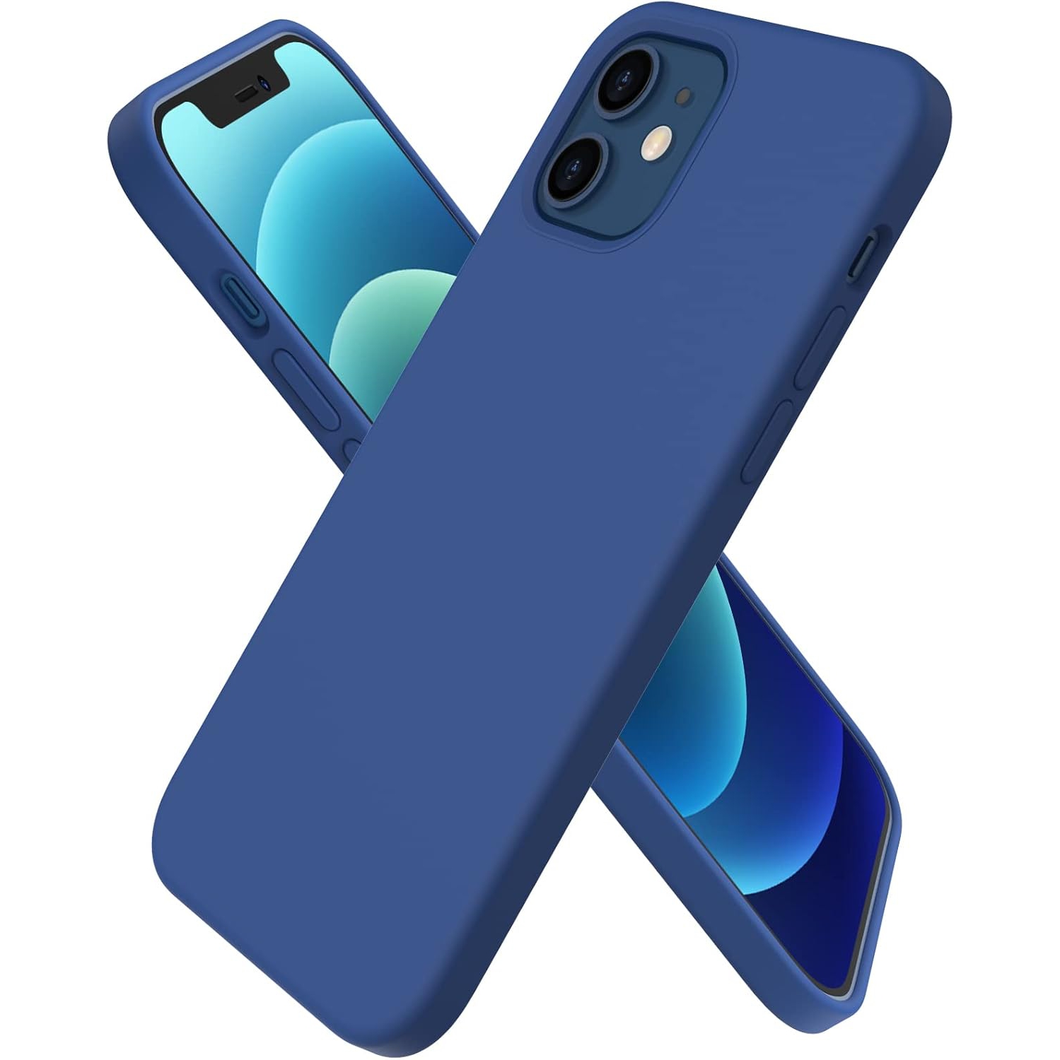 ORNARTO Compatible with iPhone 12 Case 6.1 and iPhone 12 Pro Case, Slim Liquid Silicone 3 Layers Full Covered Soft Gel Rubber Case Cover 6.1