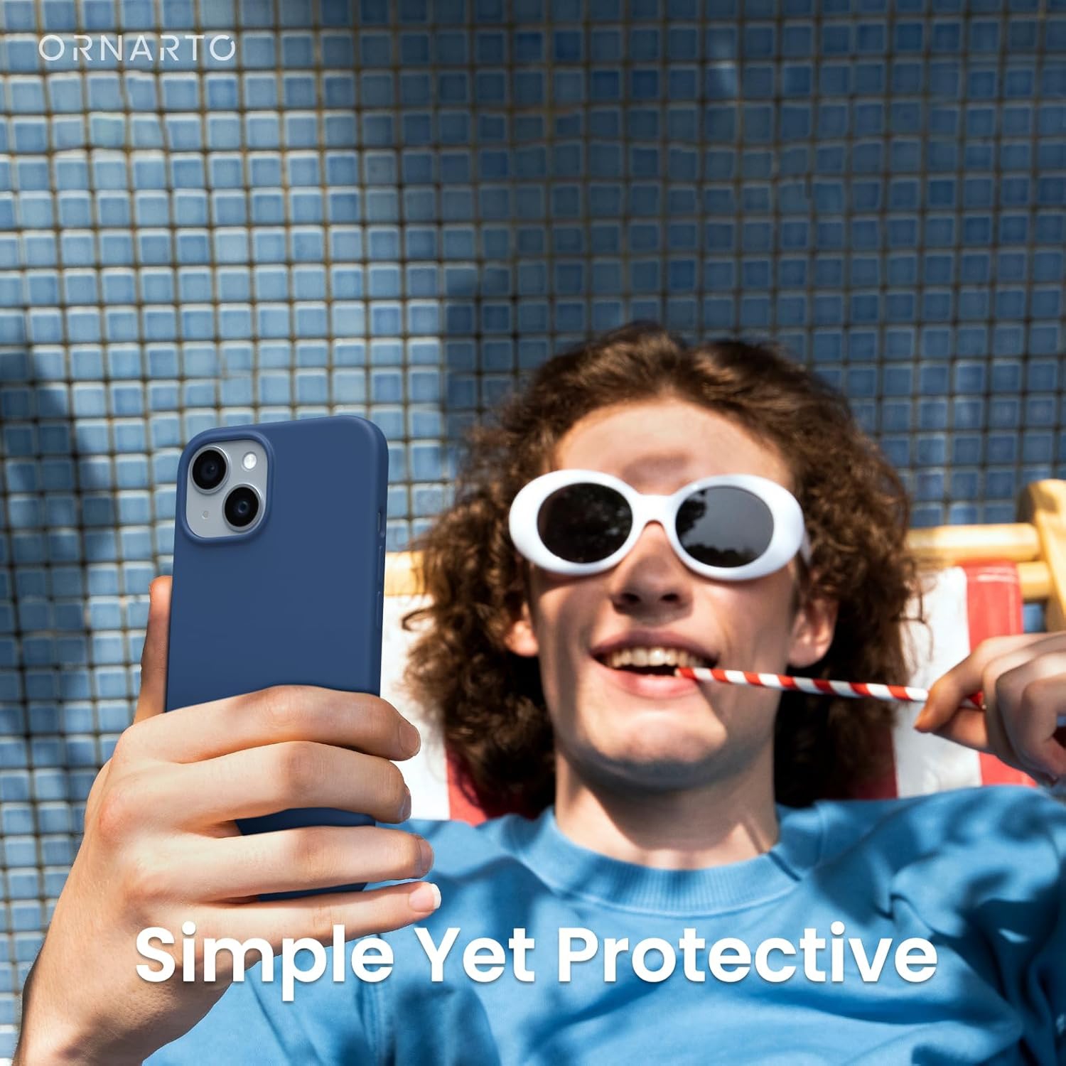 ORNARTO Compatible with iPhone 14 Case 6.1, Slim Liquid Silicone 3 Layers Full Covered Soft Gel Rubber Case Protective Cover 6.1 inch-Storm Blue