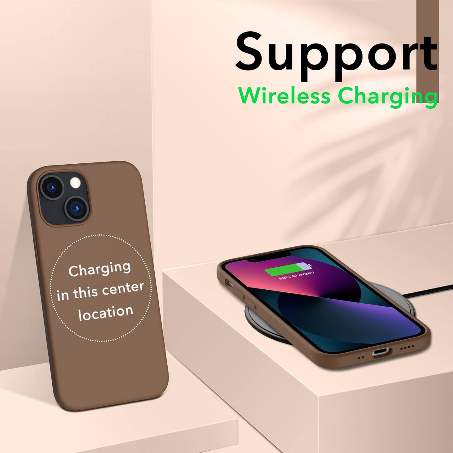 ORNARTO Compatible with iPhone 13 Mini Case, Slim Liquid Silicone 3 Layers Full Covered Soft Gel Rubber with Microfiber Case Cover 5.4 inch-Brown