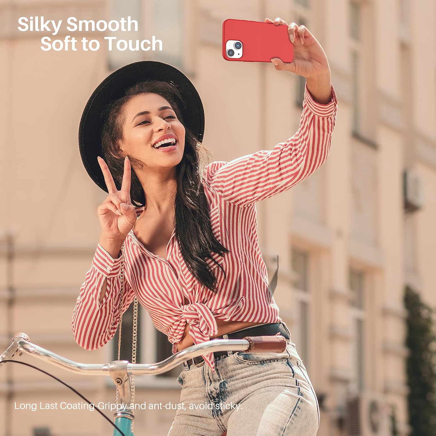 ORNARTO compatible avec iPhone 13 Mini, Slim Liquid silicone 3 couches, caoutchouc souple entièrement recouvert de gel avec étui en microfibre