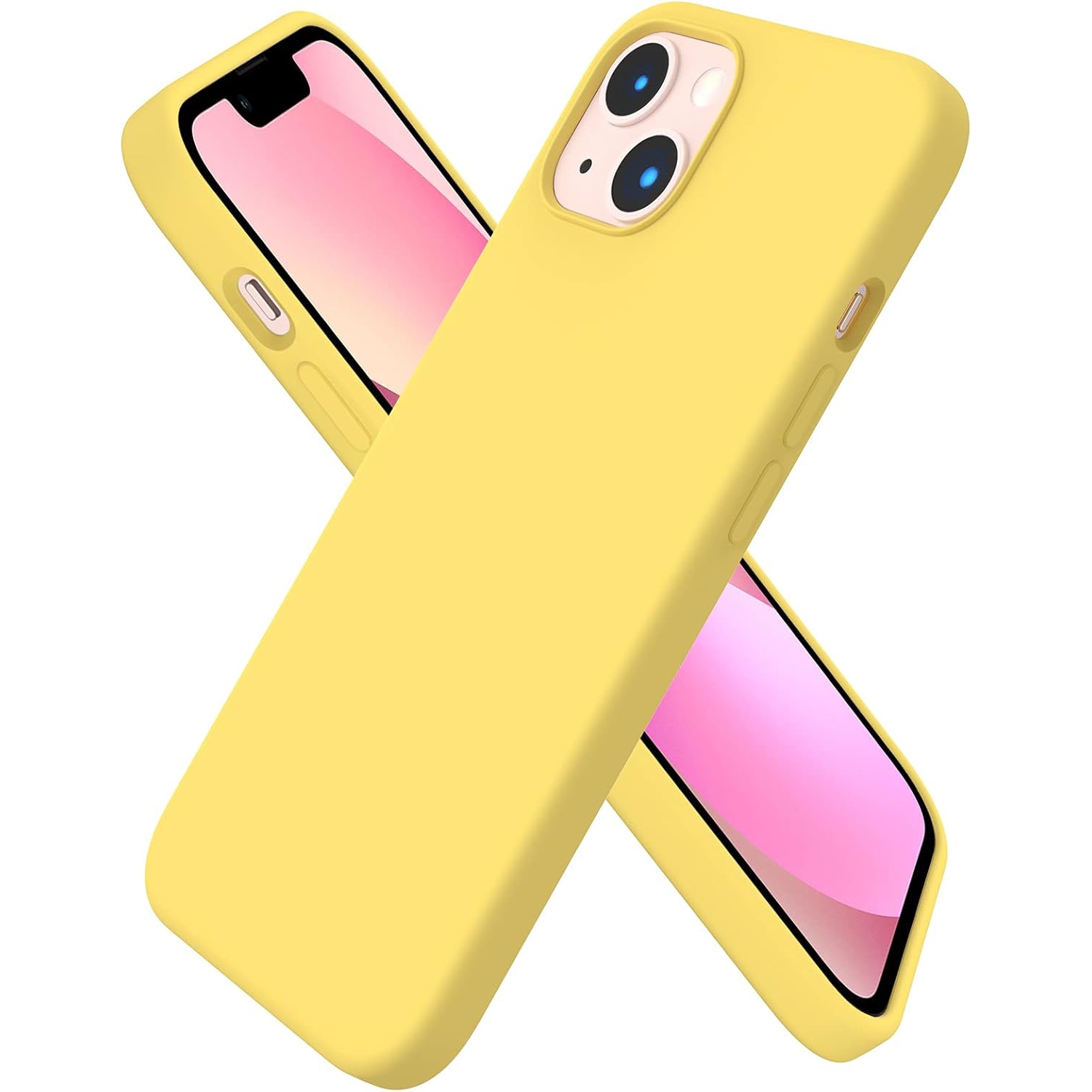 ORNARTO compatible avec l’étui iPhone 13 6,1, Slim Liquid silicone 3 couches, étui souple en caoutchouc, entièrement recouvert, étui