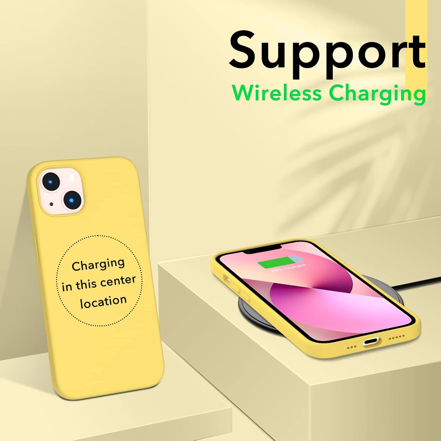 ORNARTO compatible avec l’étui iPhone 13 6,1, Slim Liquid silicone 3 couches, étui souple en caoutchouc, entièrement recouvert, étui