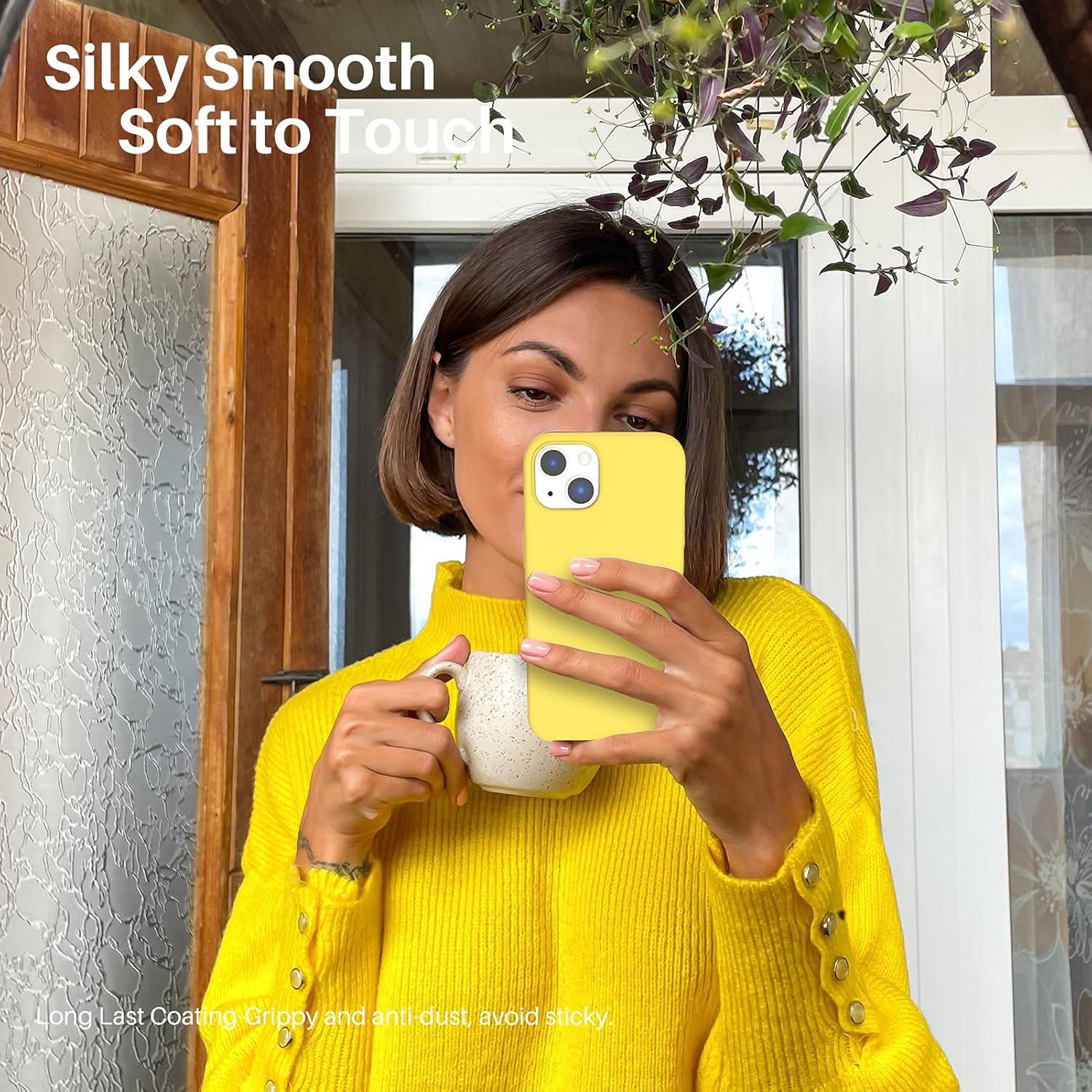 ORNARTO compatible avec l’étui iPhone 13 6,1, Slim Liquid silicone 3 couches, étui souple en caoutchouc, entièrement recouvert, étui