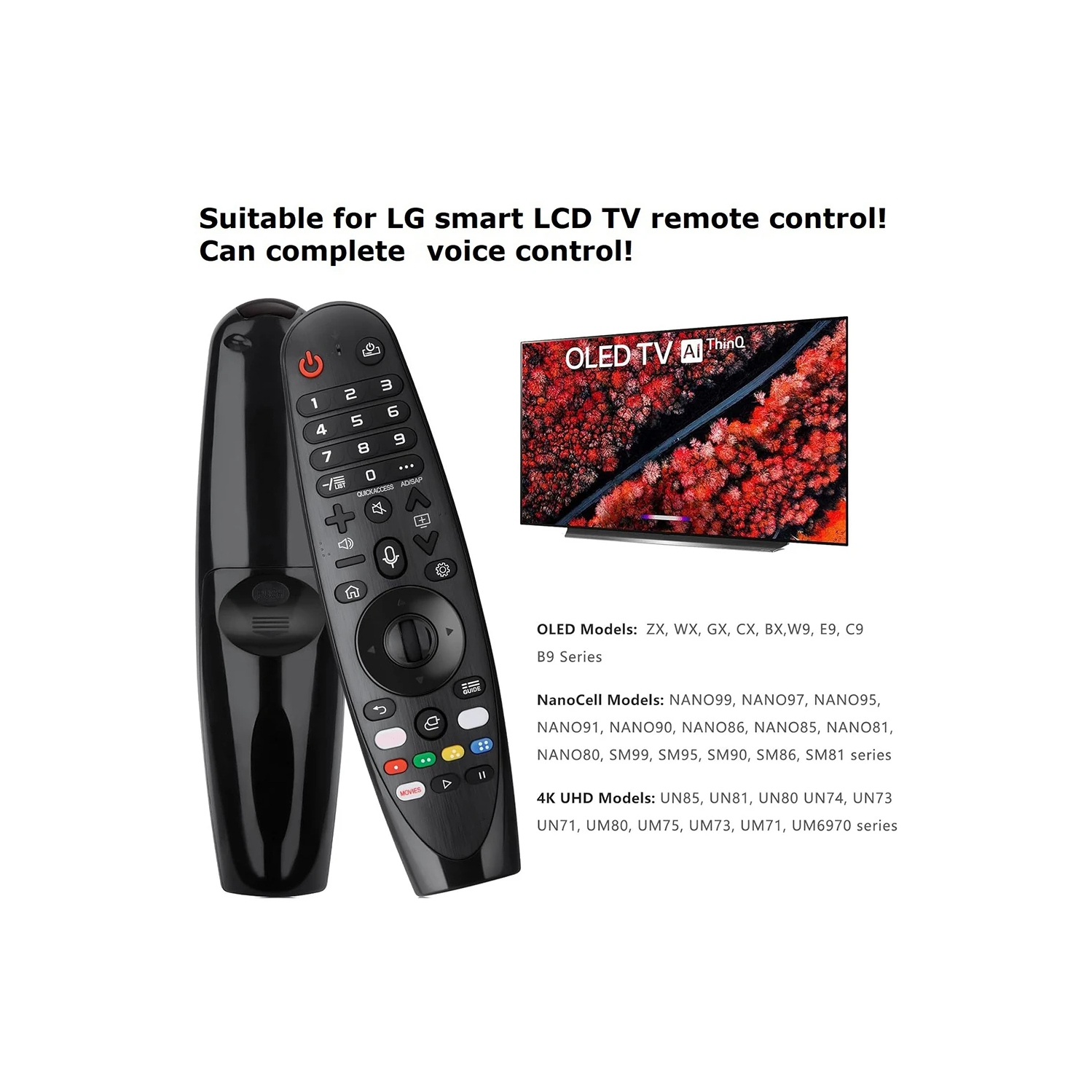Magic Voice TV Remote AKB75855501 AN-MR20GA for OLED UHD QNED NanoCell 4K 8K Magic Voice Remote for Smart TV AN-MR20GA MR19BA
