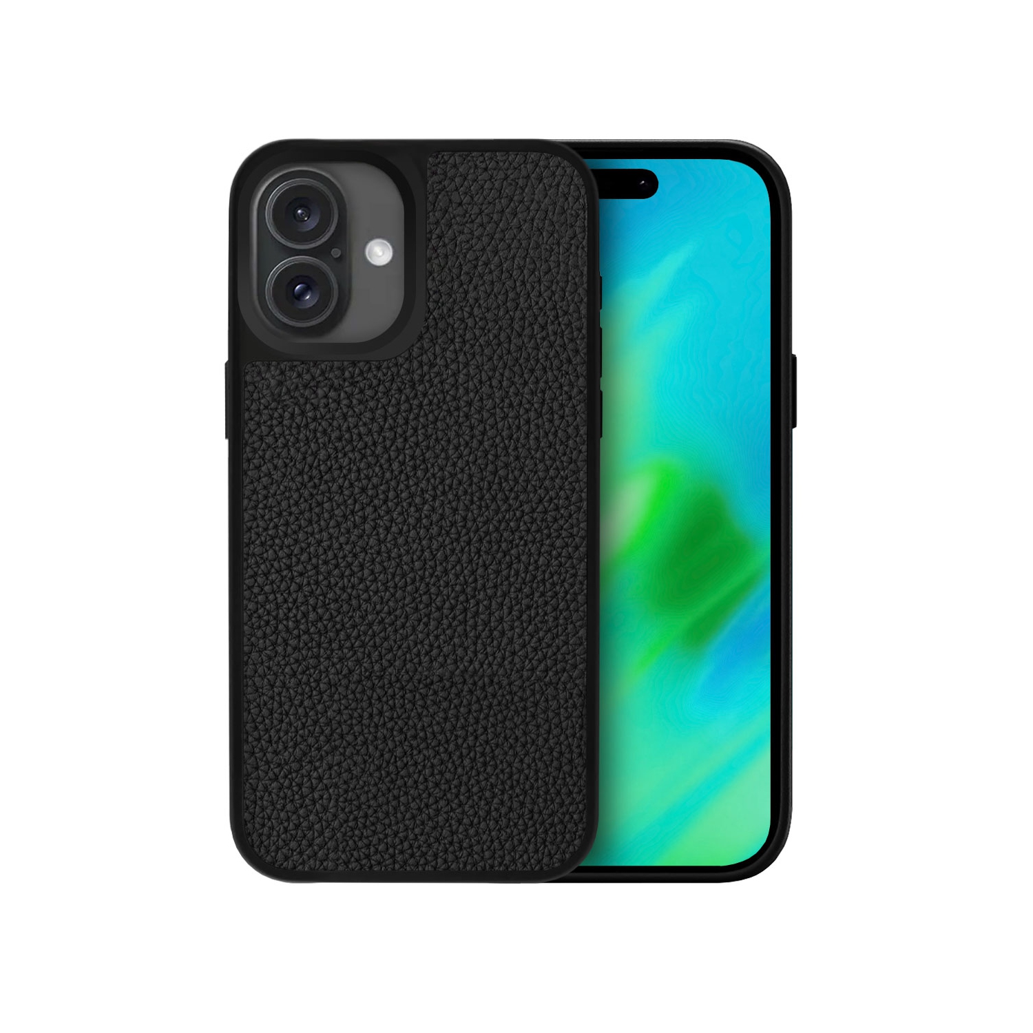 Étui antichoc en cuir végétalien d'Adreama pour iPhone 16 plus - Noir