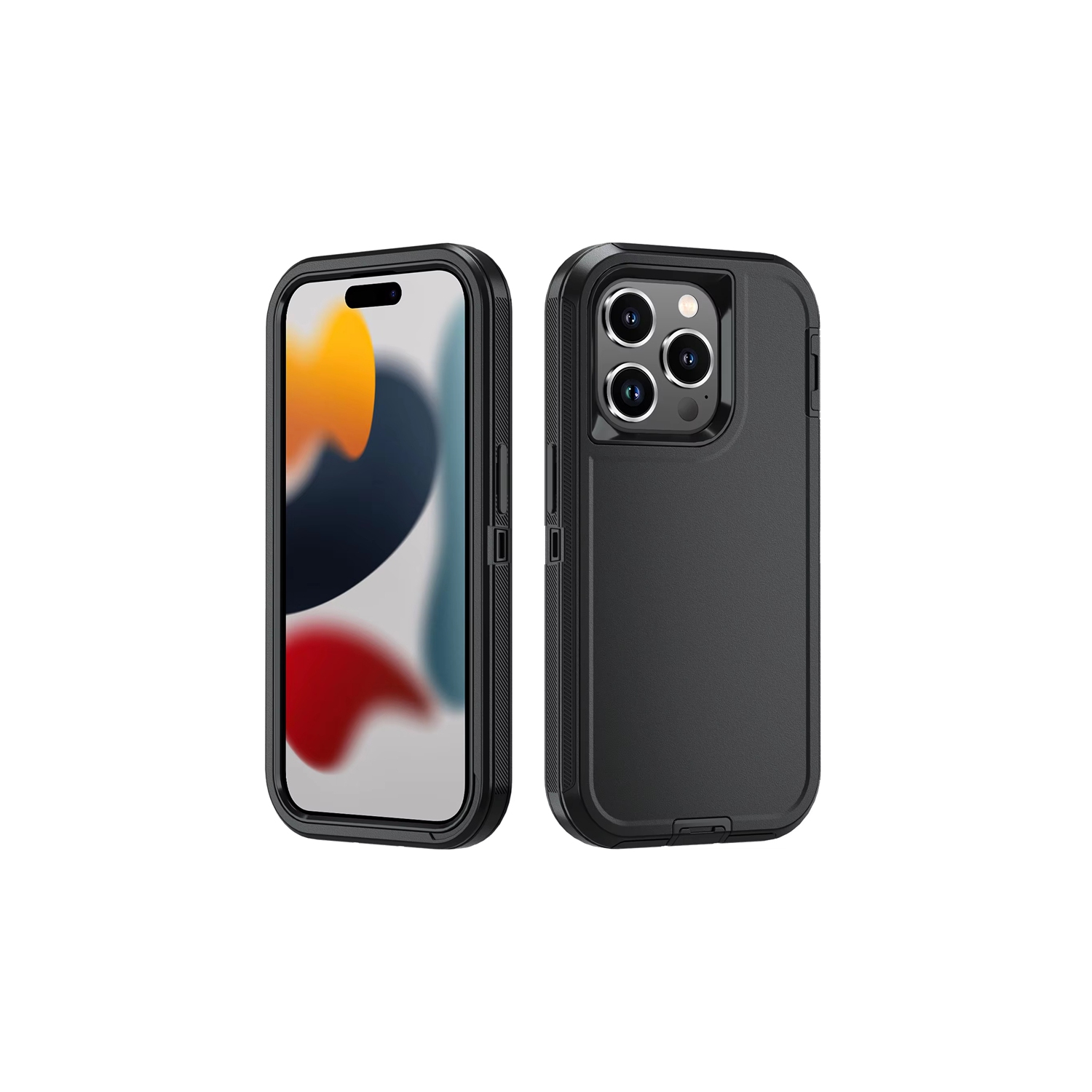 [CS] Étui rigide robuste antichoc à trois couches de 3 pour iPhone 16 Pro, noir