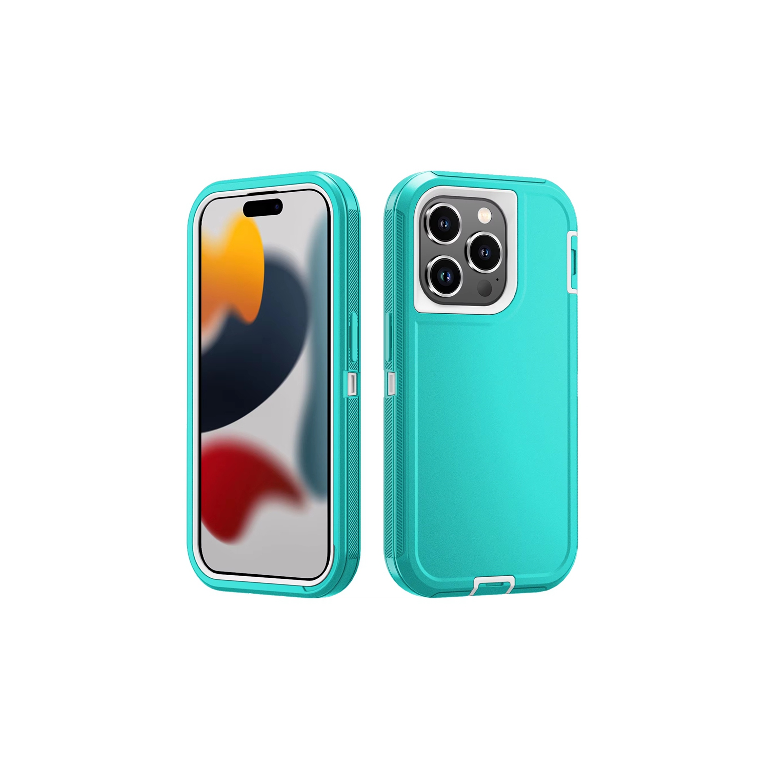 [CS] Triple 3 Layers Shockproof Heavy Duty Defender Hard Case for iPhone 16 Pro, Teal