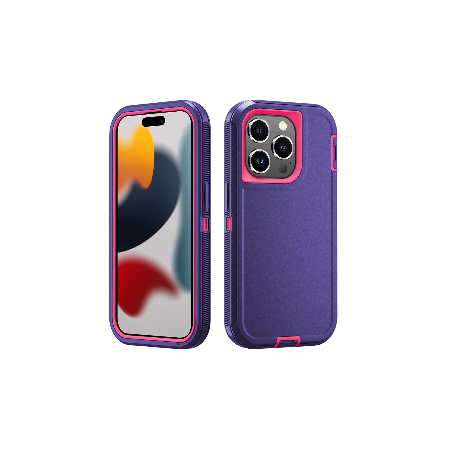 [CS] Triple 3 Layers Shockproof Heavy Duty Defender Hard Case for iPhone 16 Pro, Purple