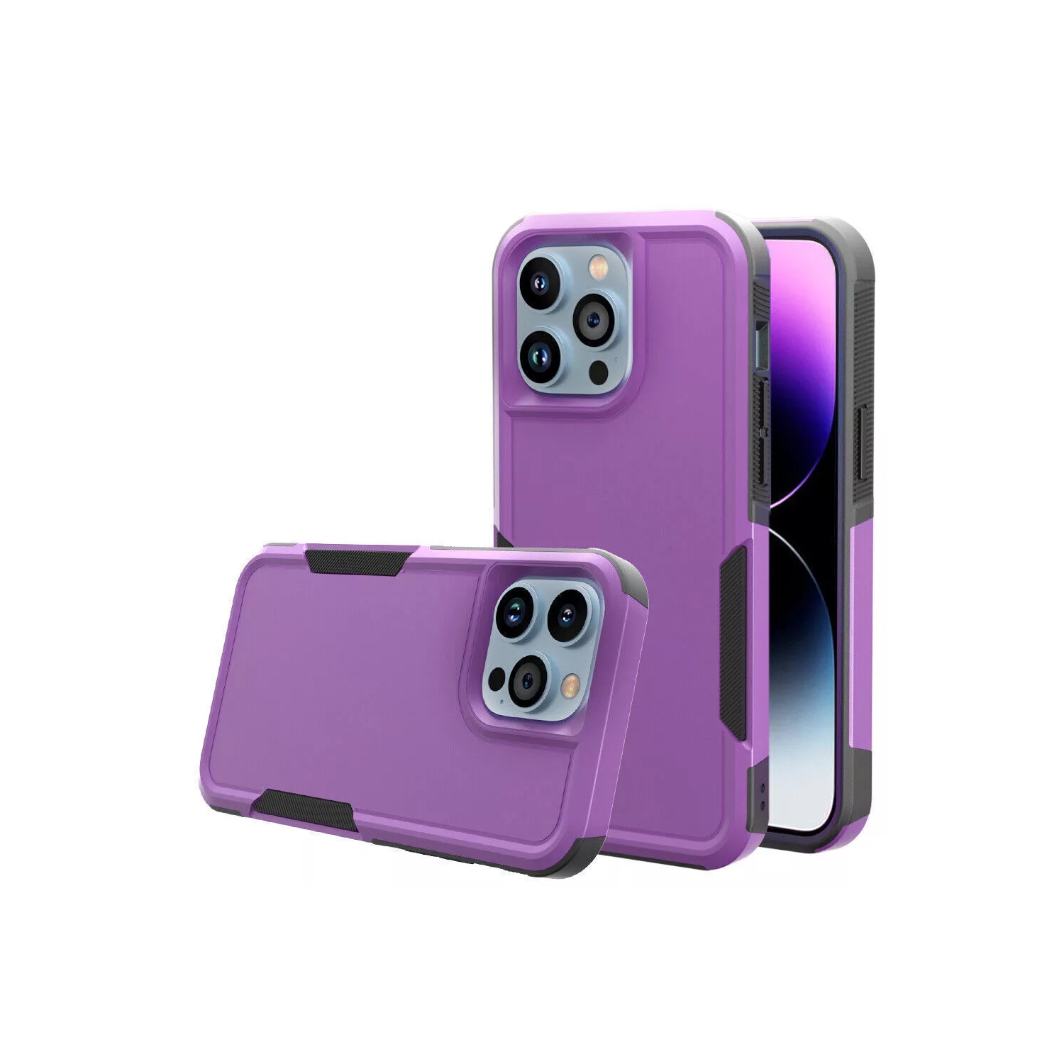 [CS] Étui rigide renforcé à deux couches en caoutchouc pour iPhone 16 Pro, violet