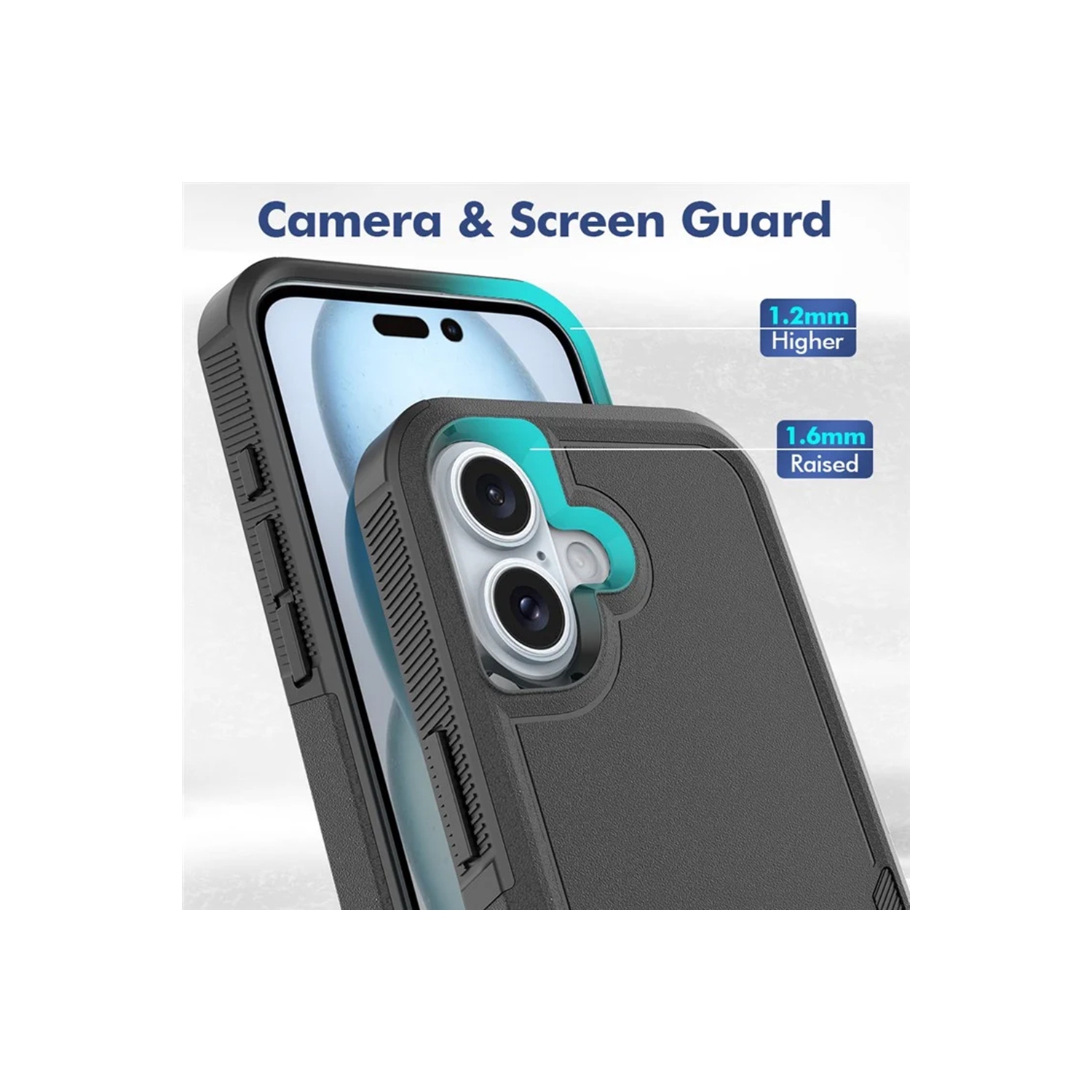 [CS] Étui rigide renforcé à deux couches en caoutchouc pour iPhone 16 plus, rouge