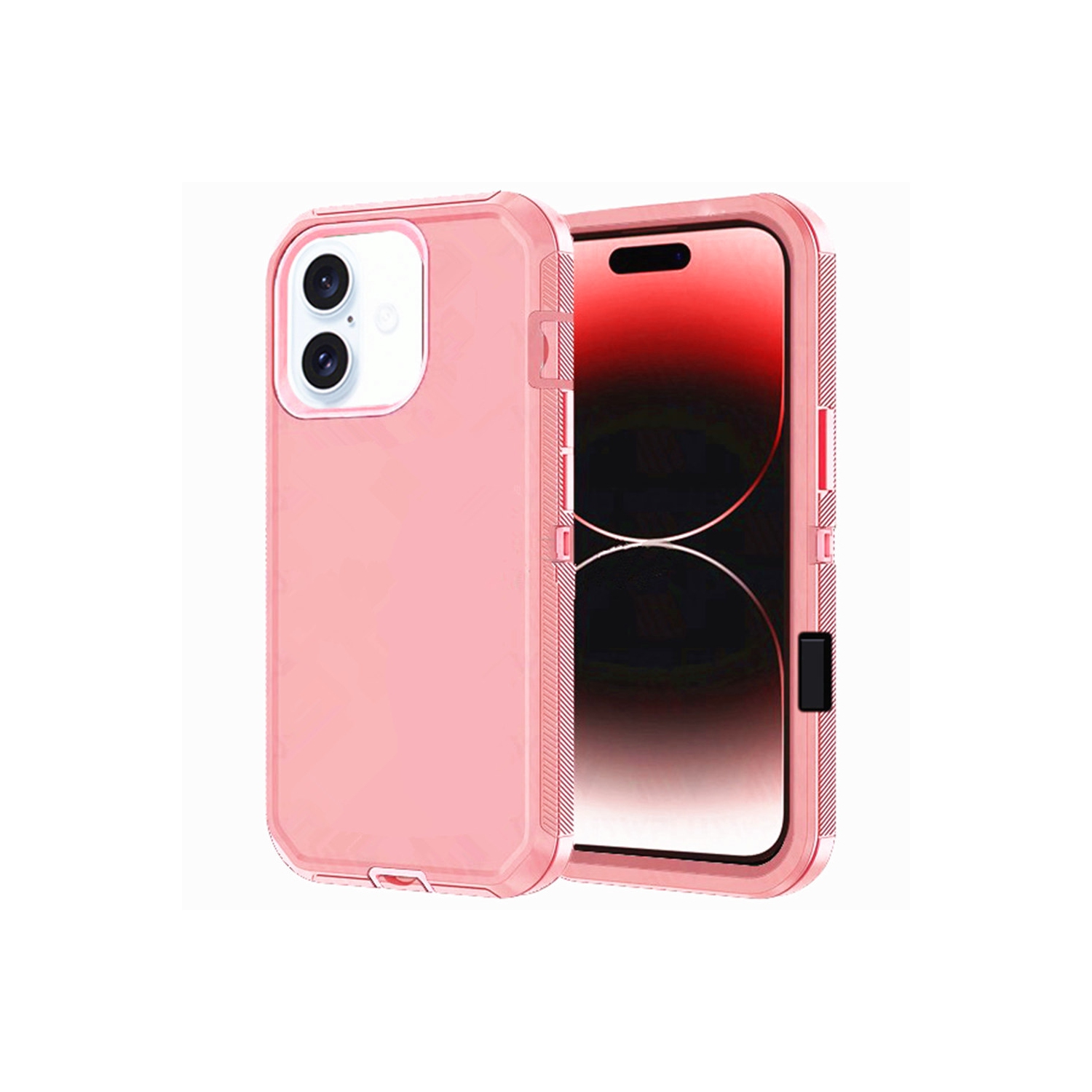[CS] Triple 3 Layers Shockproof Heavy Duty Defender Hard Case for iPhone 16 Plus, Rose Gold