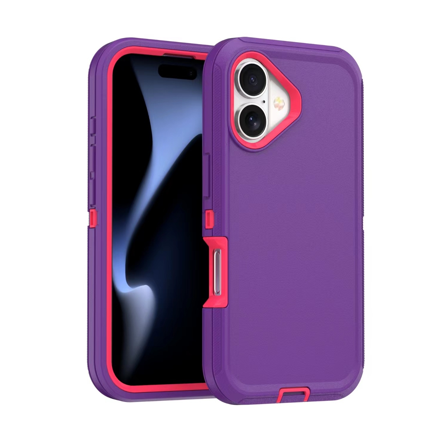 [CS] Triple 3 Layers Shockproof Heavy Duty Defender Hard Case for iPhone 16 Plus, Purple