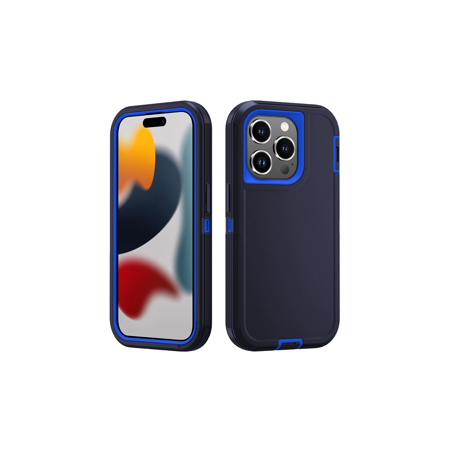 [CS] Triple 3 Layers Shockproof Heavy Duty Defender Hard Case for iPhone 16 Pro Max, Navy