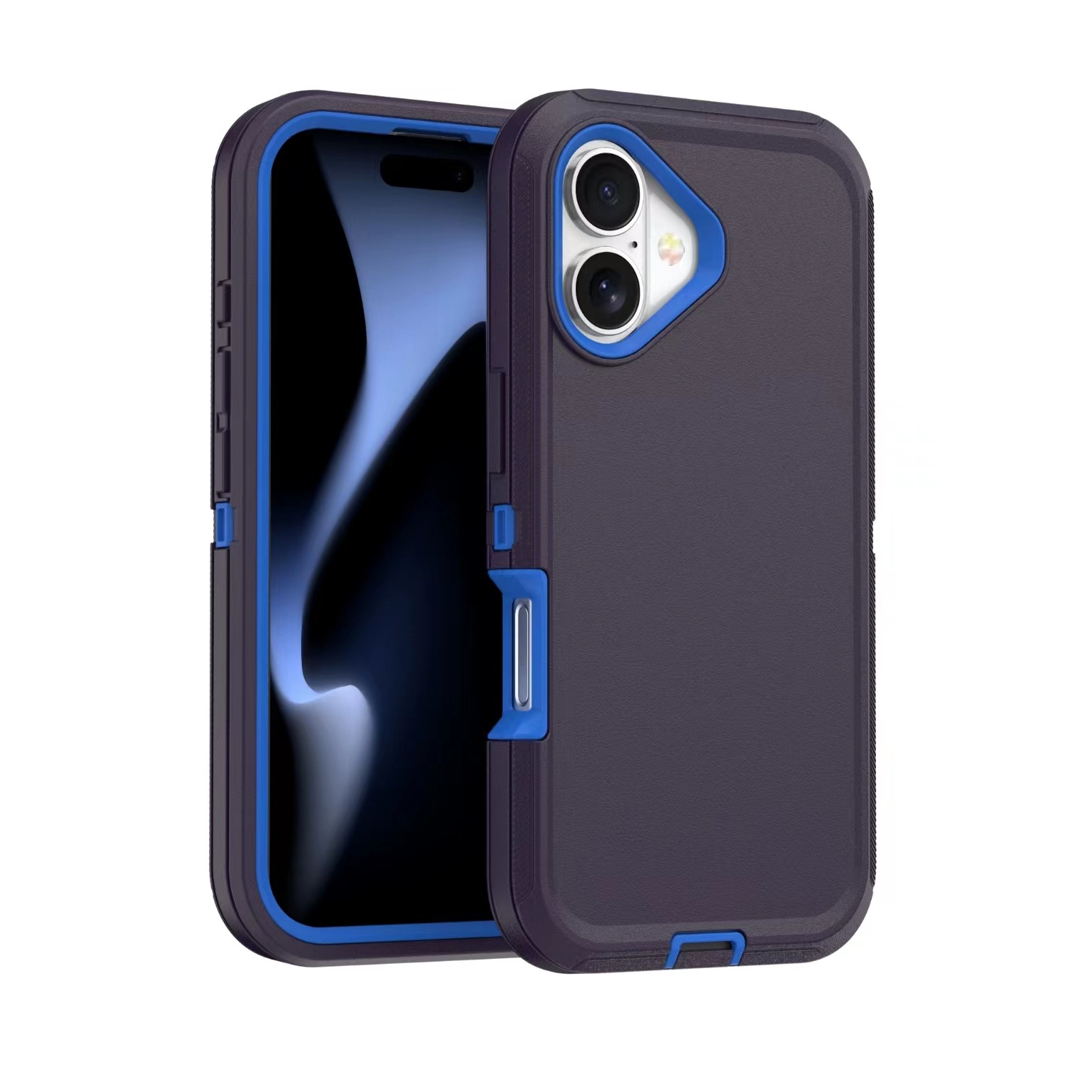 [CS] Triple 3 Layers Shockproof Heavy Duty Defender Hard Case for iPhone 16, Navy