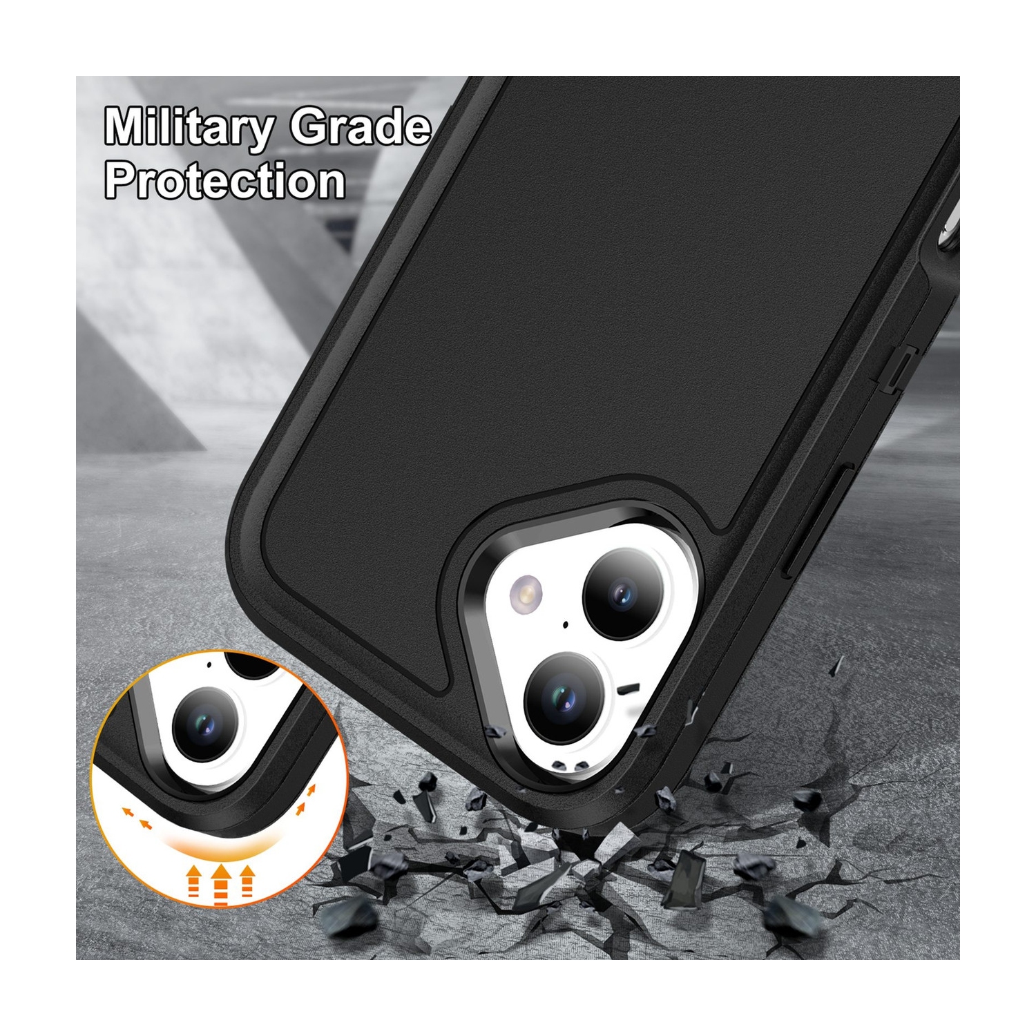 [CS] Triple 3 Layers Shockproof Heavy Duty Defender Hard Case for iPhone 16, Pink Rose