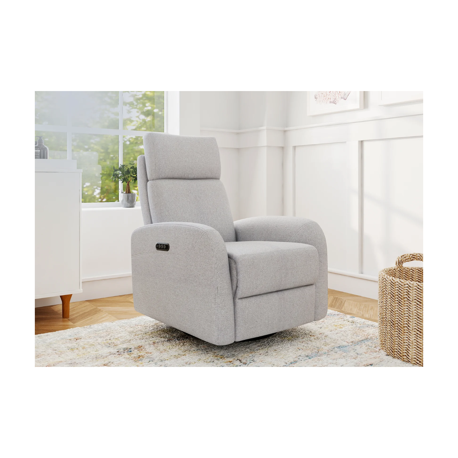 L'il Angels Serena Triple Power Glider, Award-Winning Comfort with Adjustable Headrest, Lumbar Support, and USB Charging - Grey