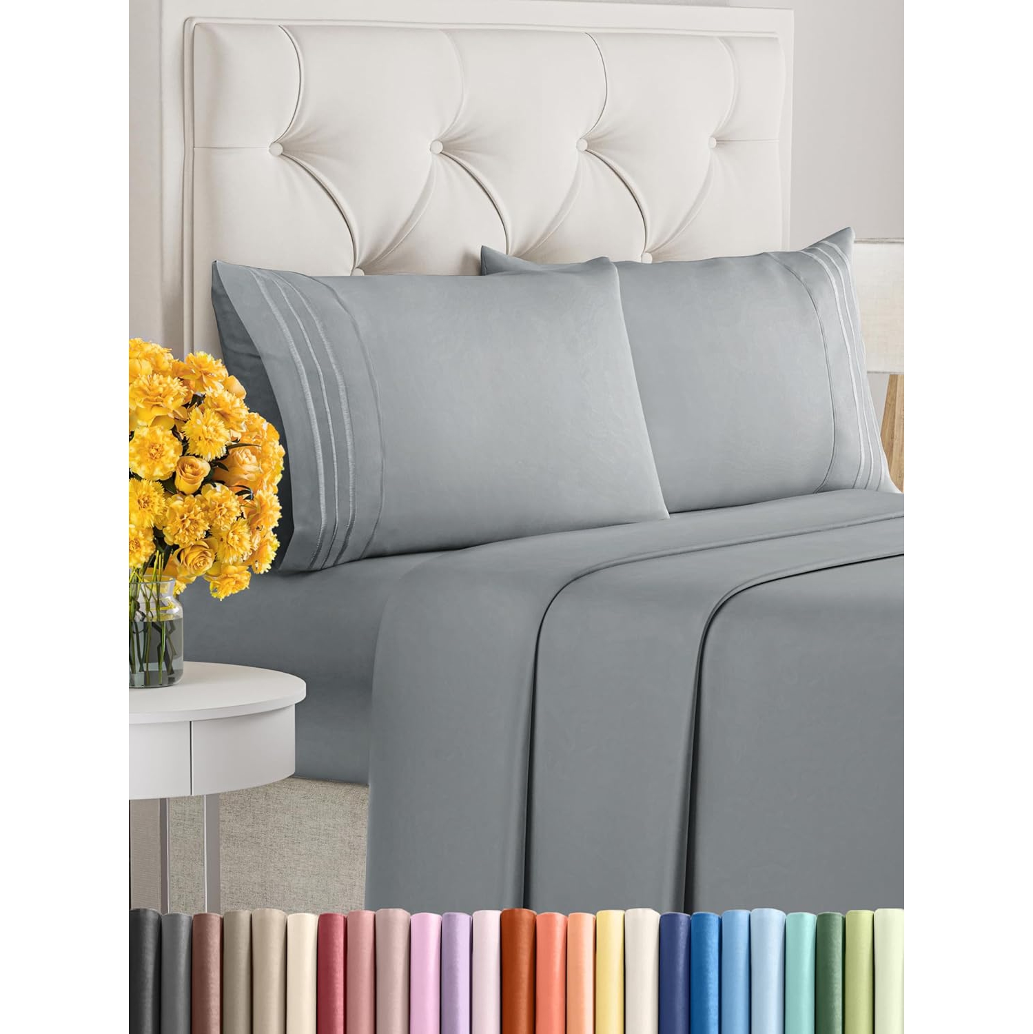 King Size 4 Piece Sheet Set - Comfy Breathable & Cooling Sheets - Hotel Luxury Bed Sheets - Deep Pockets, Easy-Fit, Soft & Wrinkle Free Sheets -