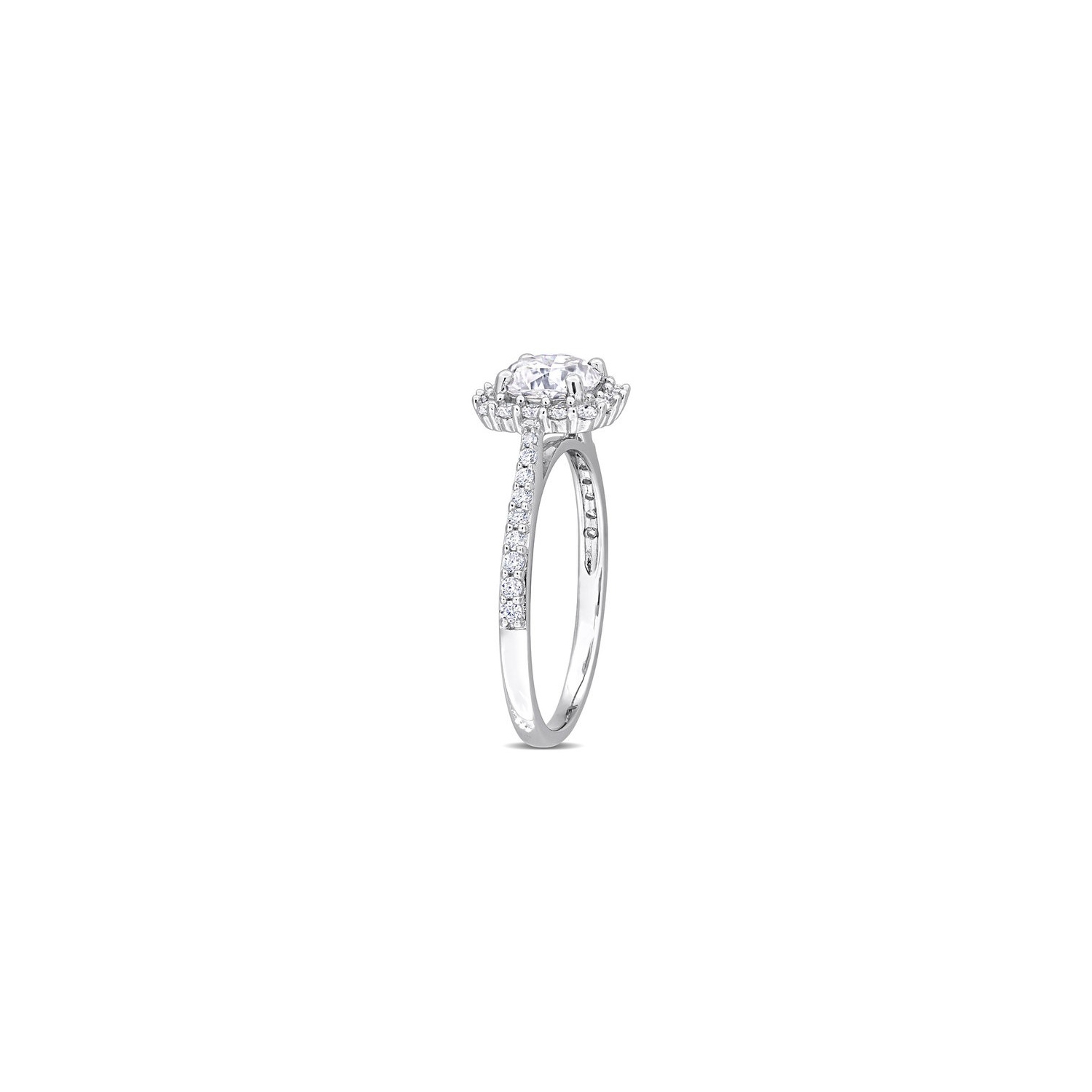 1.38 Carat Lab-Created Halo Moissanite Engagement Ring in Sterling Silver