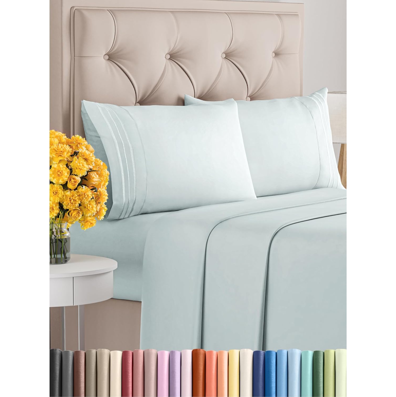 Queen Size 4 Piece Sheet Set-Comfy Breathable & Cooling Sheets - Hotel Luxury Bed Sheets Deep Pockets, Easy-Fit, Extra Soft & Wrinkle Free Sheets -