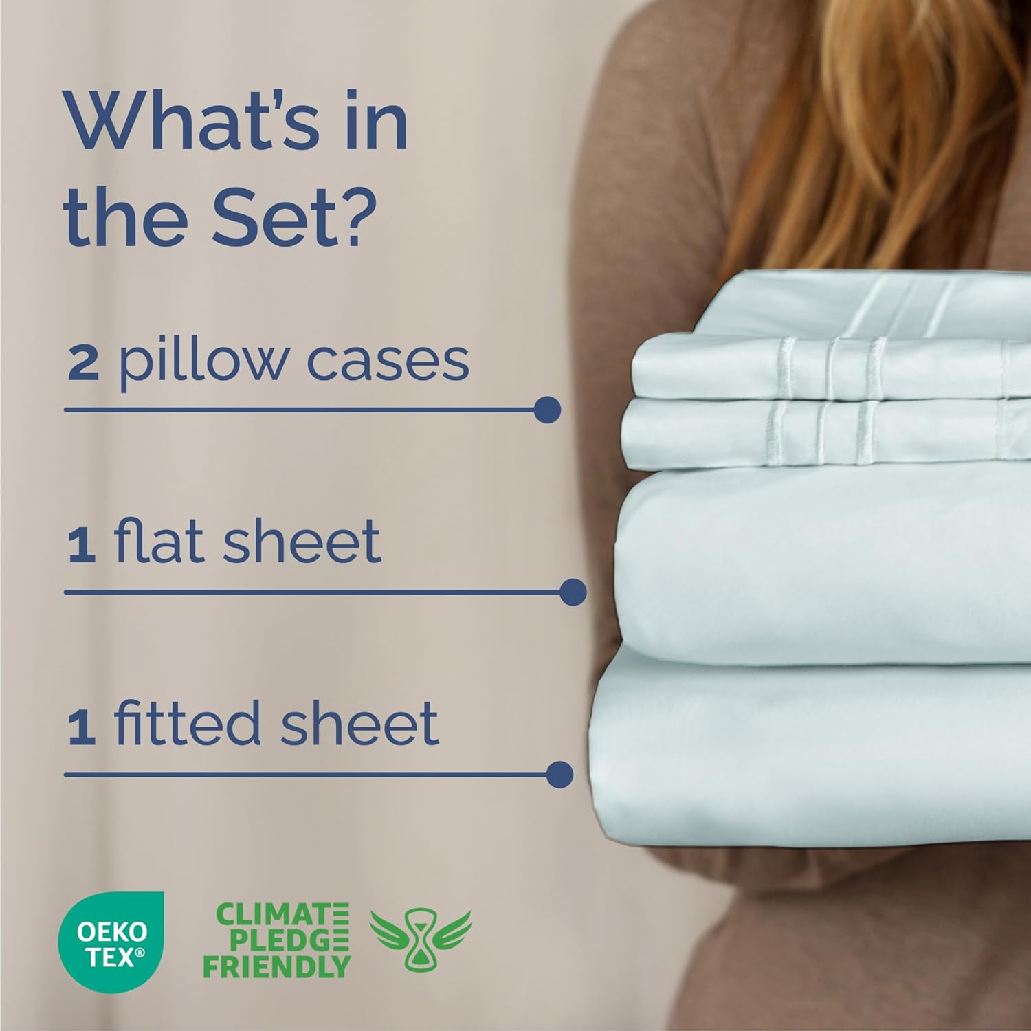 Queen Size 4 Piece Sheet Set-Comfy Breathable & Cooling Sheets - Hotel Luxury Bed Sheets Deep Pockets, Easy-Fit, Extra Soft & Wrinkle Free Sheets -