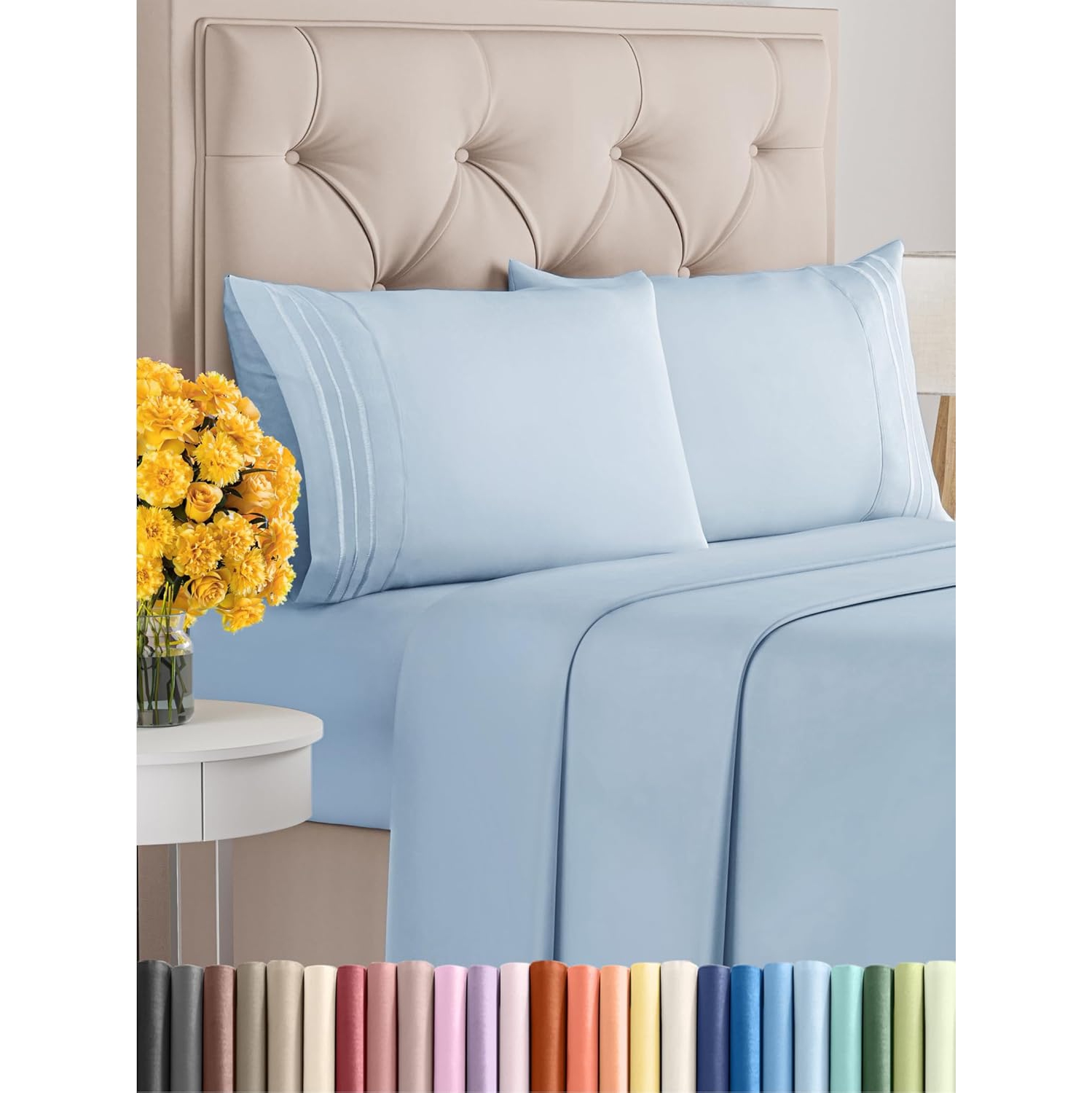 King Size 4 Piece Sheet Set-Comfy Breathable & Cooling Sheets - Hotel Luxury Bed Sheets Deep Pockets, Easy-Fit, Extra Soft & Wrinkle Free Sheets -