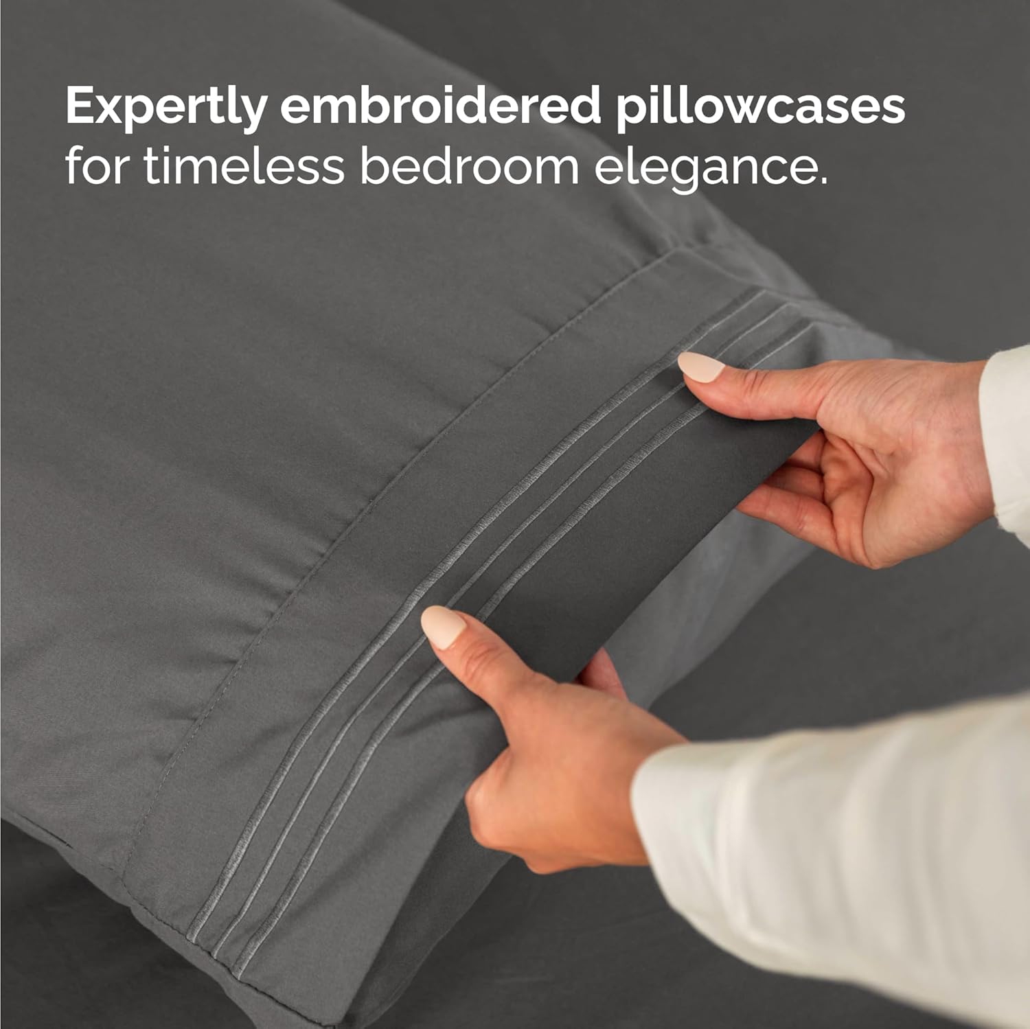 Draps 4 pièces pour grand lit - Comfy Breathable & Cooling Sheets - Hotel Luxury Bed Sheets Deep pochettes, Easy-Fit, draps extra doux et non