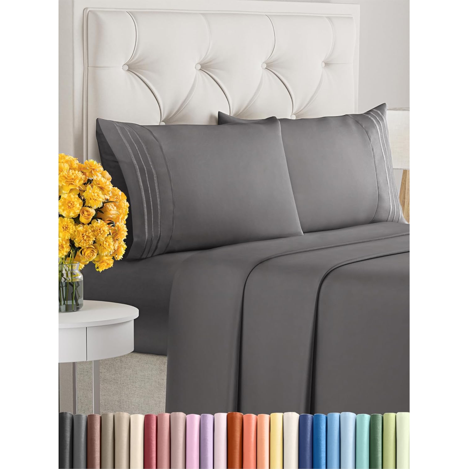 Queen Size 4 Piece Sheet Set - Comfy Breathable & Cooling Sheets - Hotel Luxury Bed Sheets - Deep Pockets, Easy-Fit, Soft & Wrinkle Free Sheets -