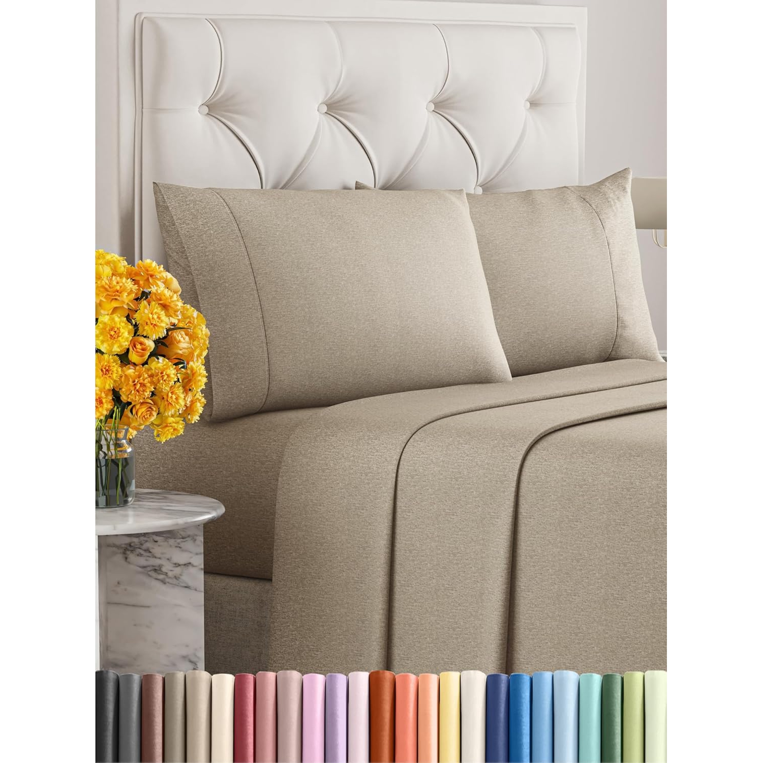 Queen Size 4 Piece Sheet Set-Comfy Breathable & Cooling Sheets - Hotel Luxury Bed Sheets Deep Pockets, Easy-Fit, Soft & Wrinkle Free Sheets -