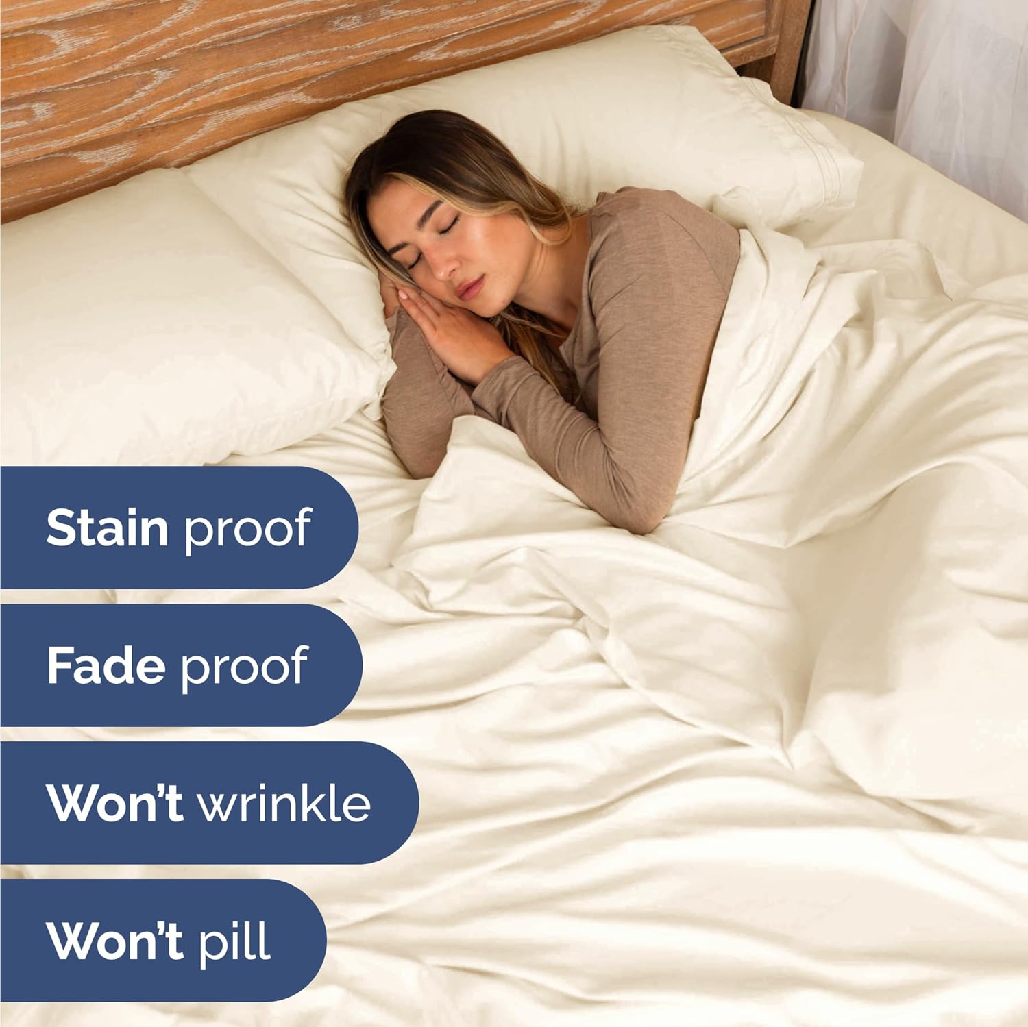 King Size 4 Piece Sheet Set - Comfy Breathable & Cooling Sheets - Hotel Luxury Bed Sheets - Deep Pockets, Easy-Fit, Soft & Wrinkle Free Sheets - Off