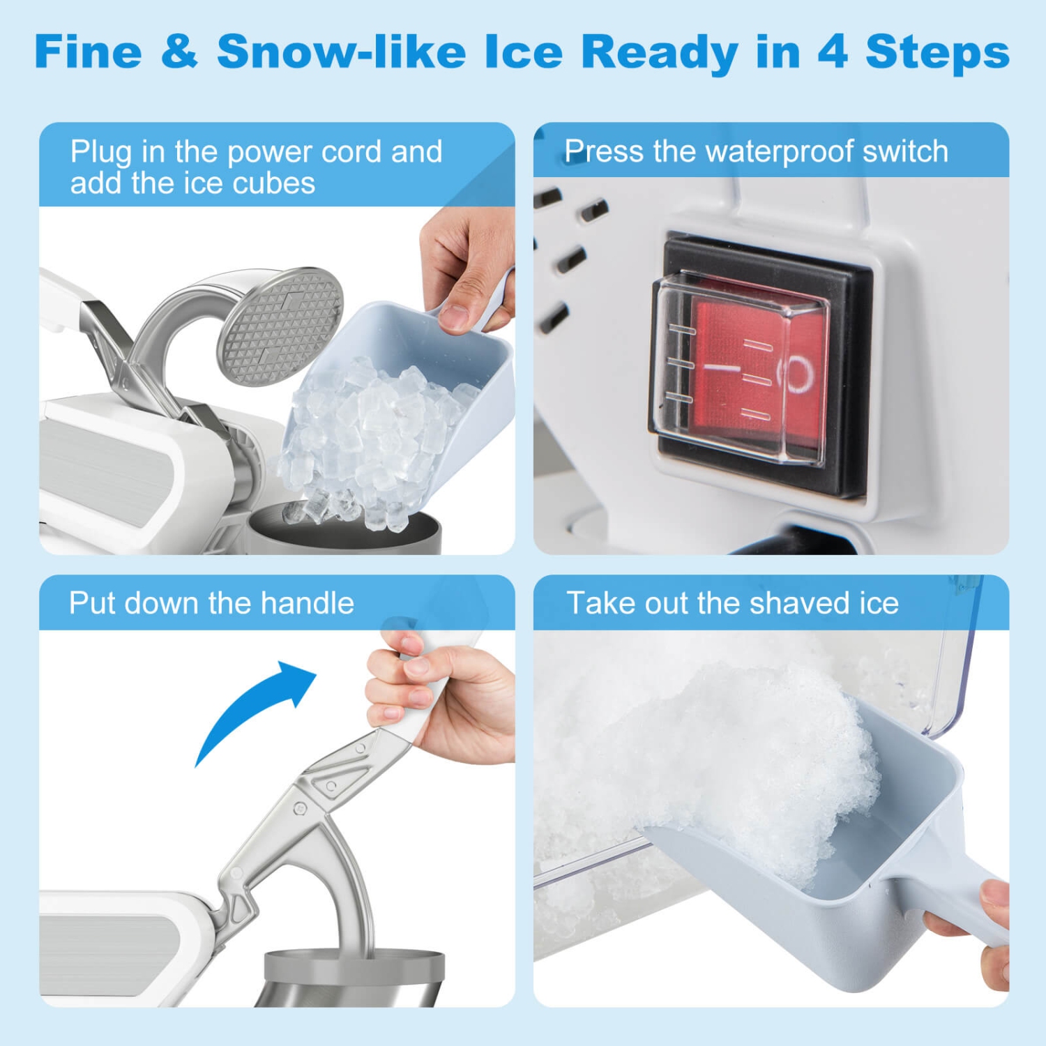 Costway 660LBS/H Commercial Ice Crusher with Dual Blades Safety On/Off Switch for Home
