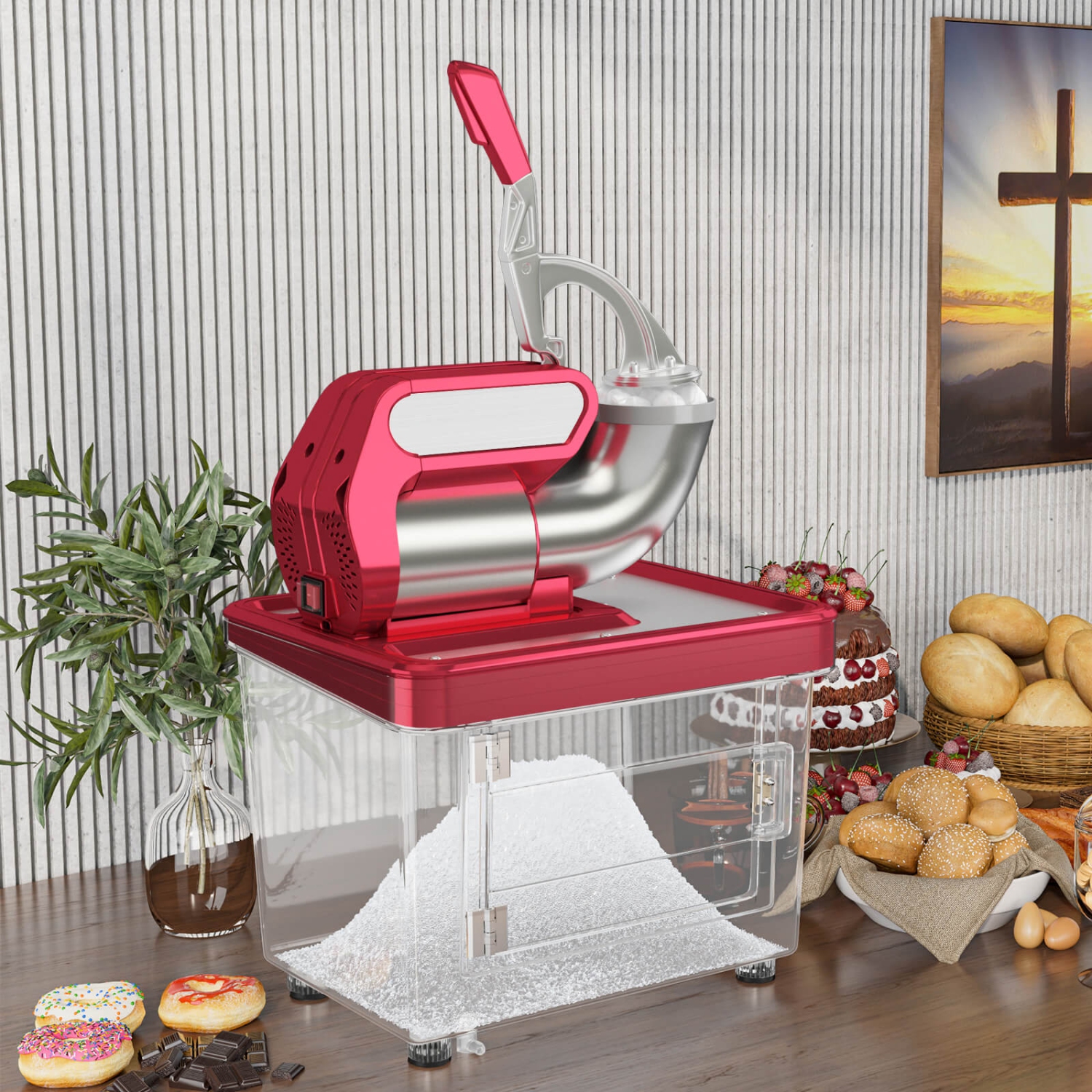 Broyeur à glace commercial 660LBS/H de Costway avec interrupteur marche/arrêt de sécurité à deux lames pour la maison