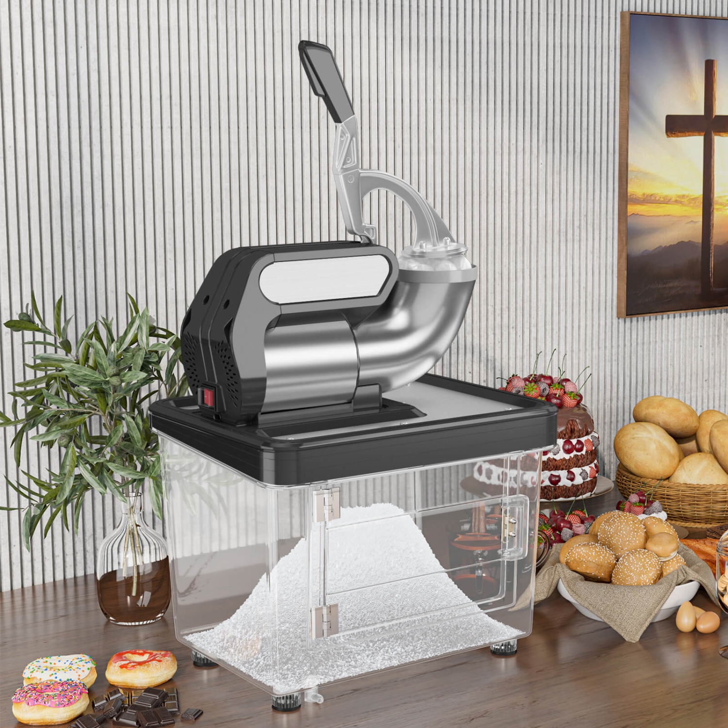 Broyeur à glace commercial 660LBS/H de Costway avec interrupteur marche/arrêt de sécurité à deux lames pour la maison