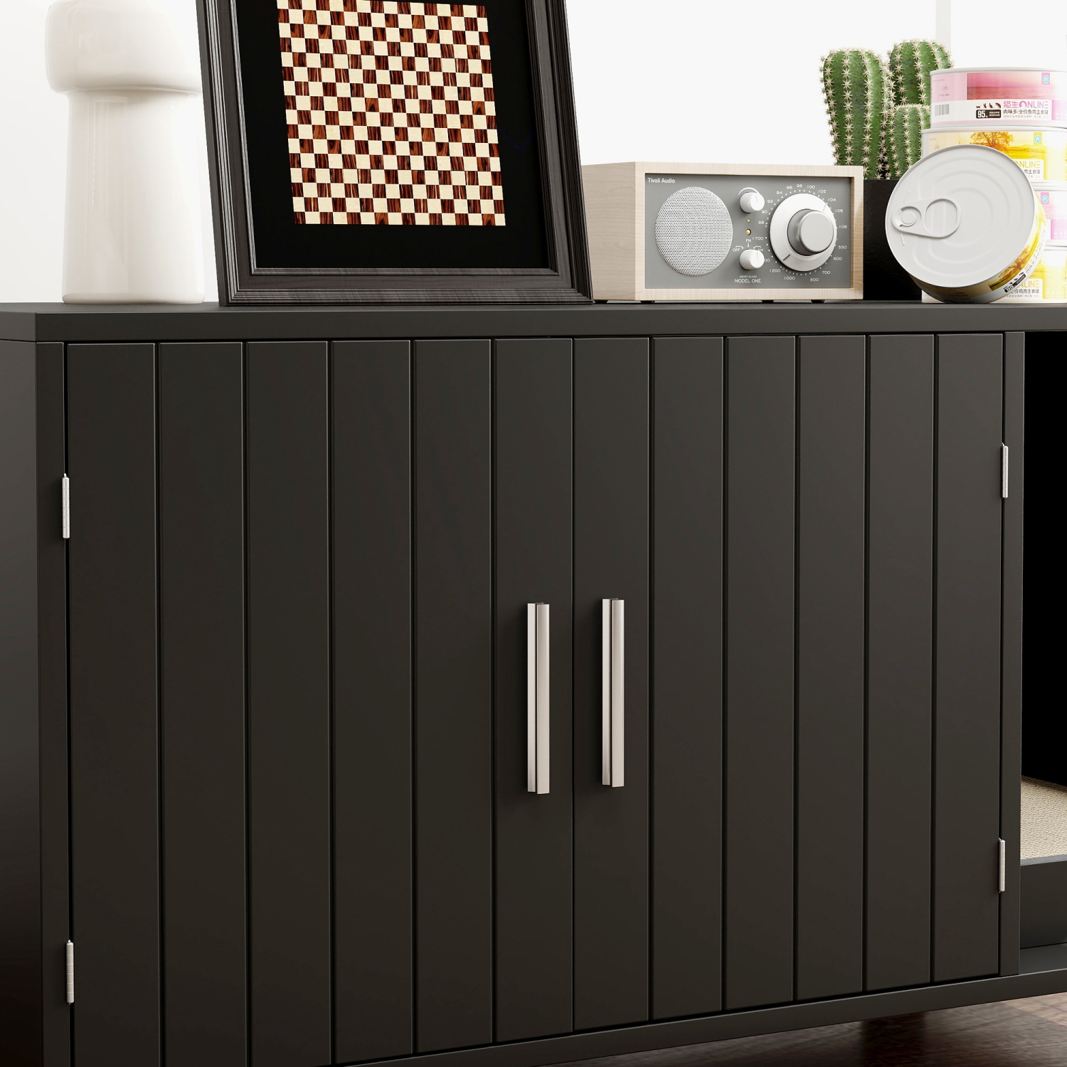 PawHut – Boîte de litière pour chats, meubles de boîte à litière cachée, toilettes de table d’extrémité de la maison pour chats avec tampon à