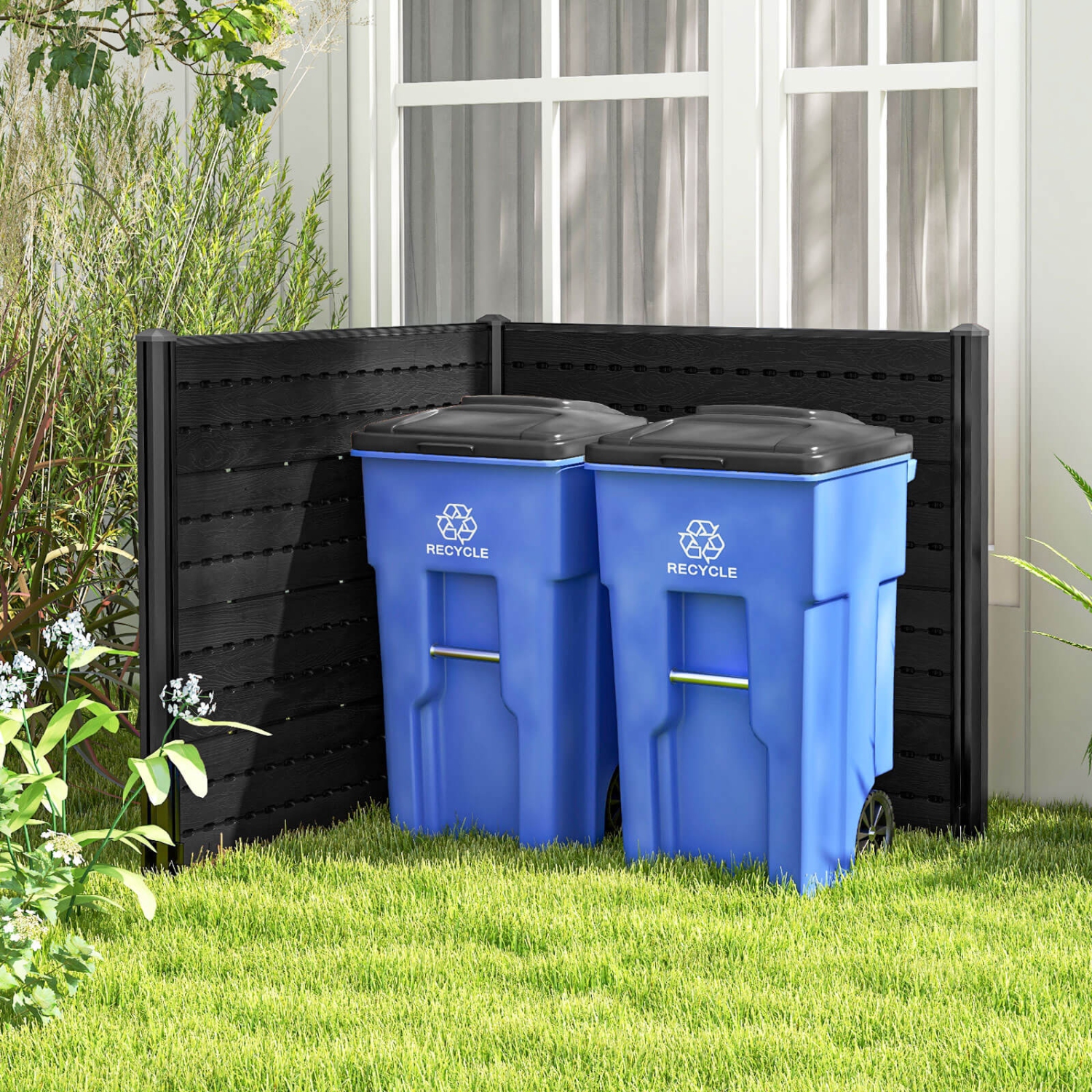 Costway 2 PCS 48" L x 46" H Air Conditioner Fence Outdoor Privacy Fence Screen