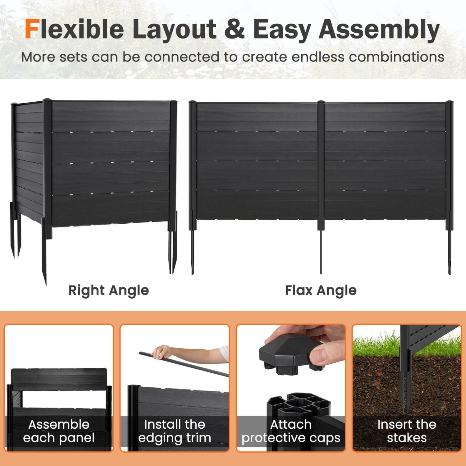 Costway 2 PCS 48" L x 46" H Air Conditioner Fence Outdoor Privacy Fence Screen