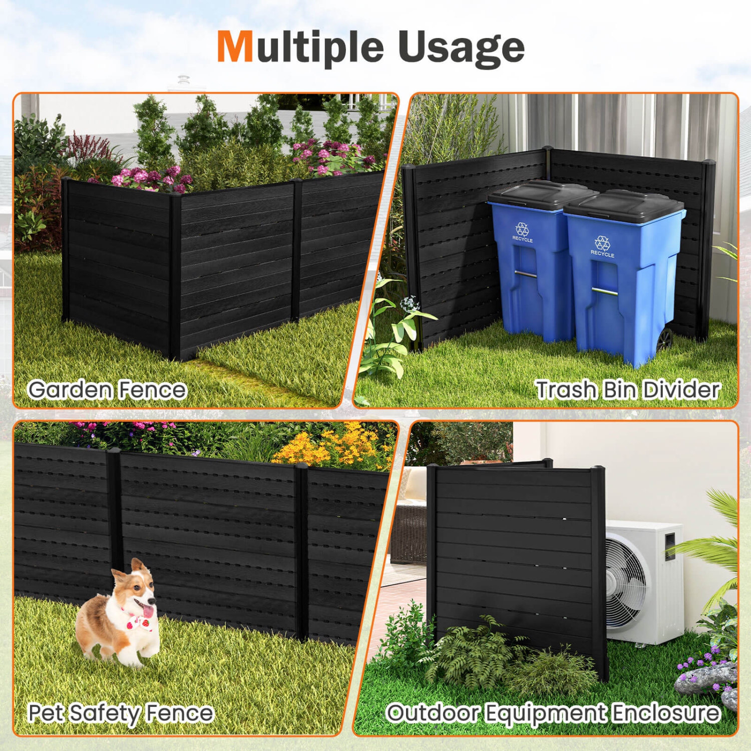 Costway 2 PCS 48" L x 46" H Air Conditioner Fence Outdoor Privacy Fence Screen