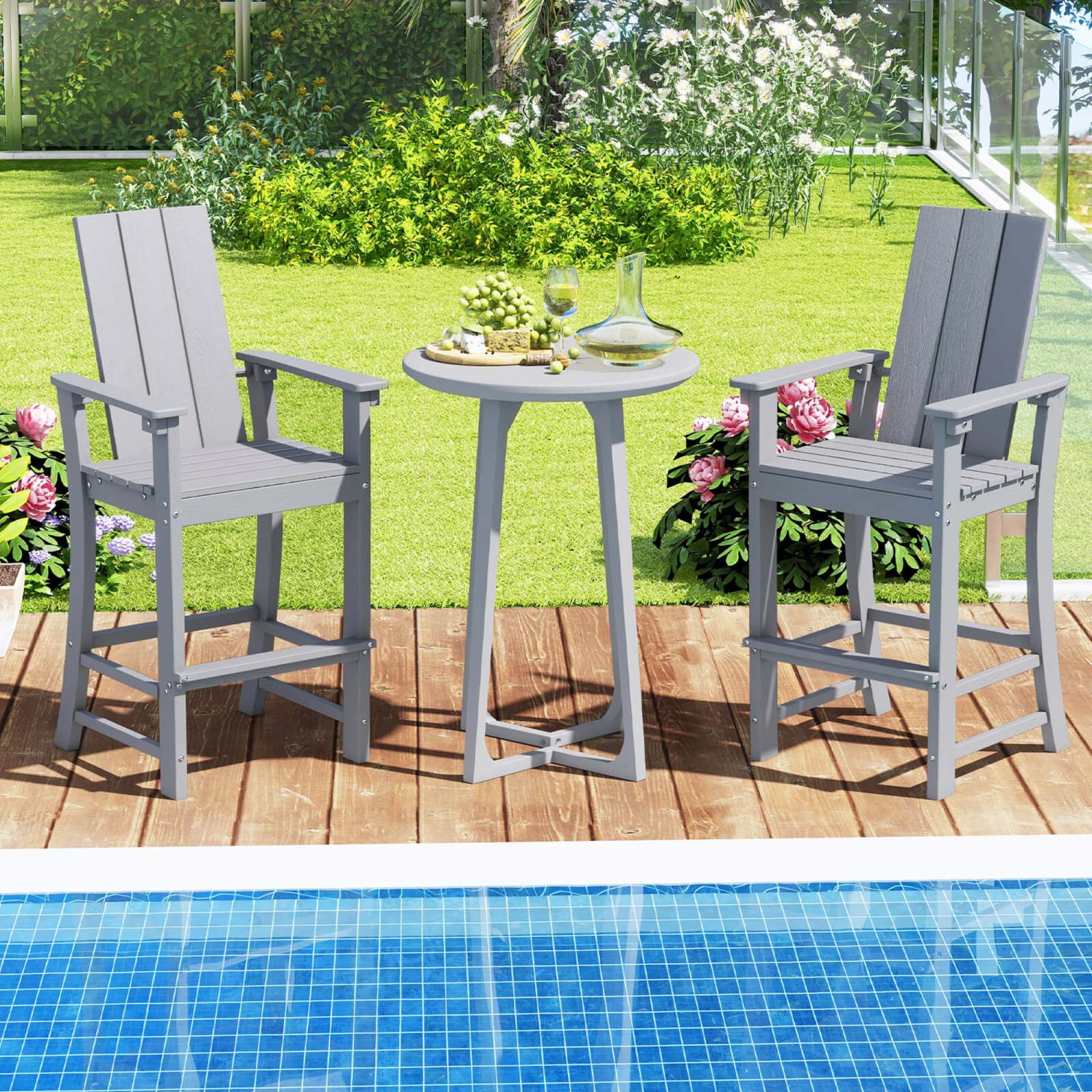 Costway Tall Adirondack Chair with Ergonomic Backrest Armrests & Footrest for Backyard